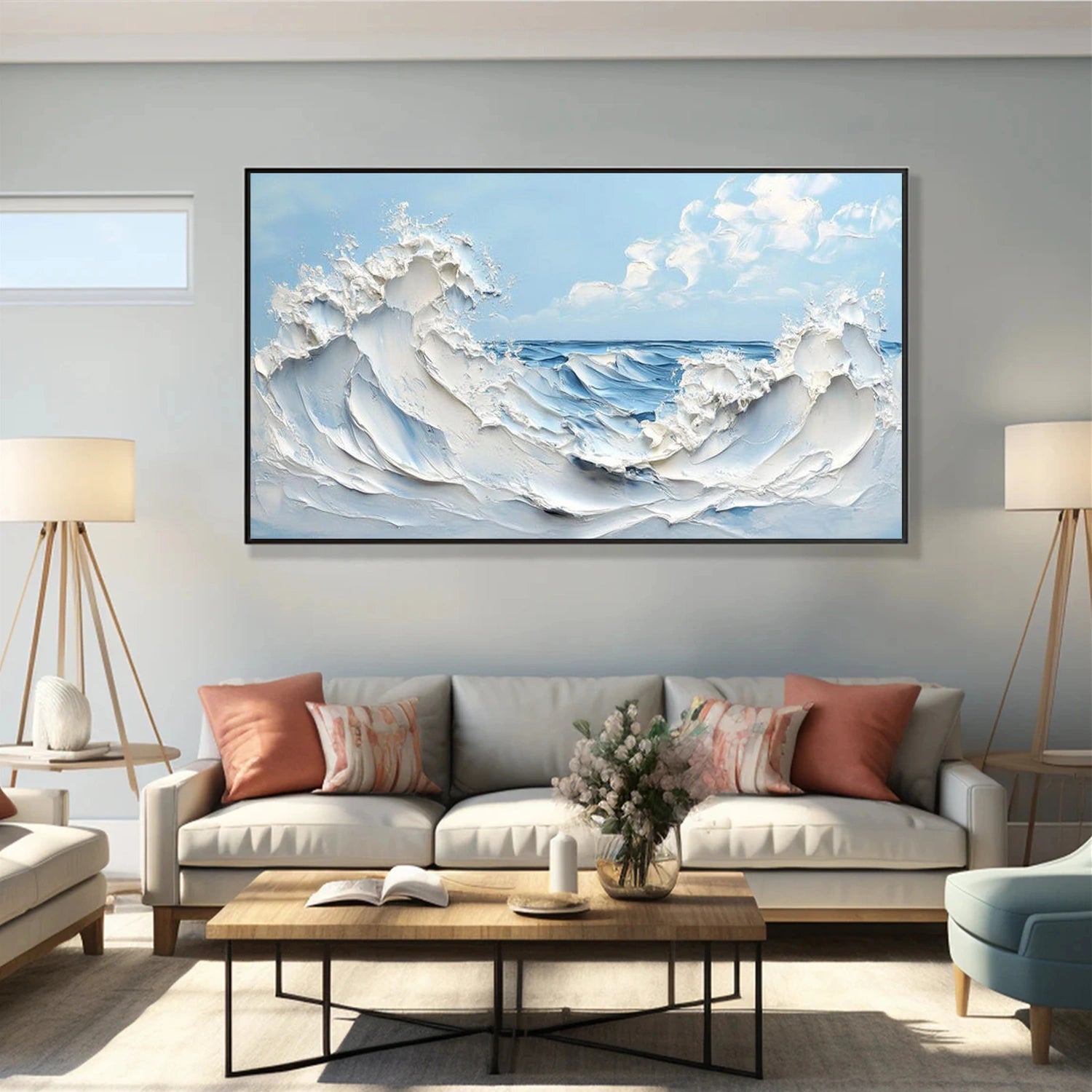 Ocean And Sky Abstract Textured Wall Art #OS151