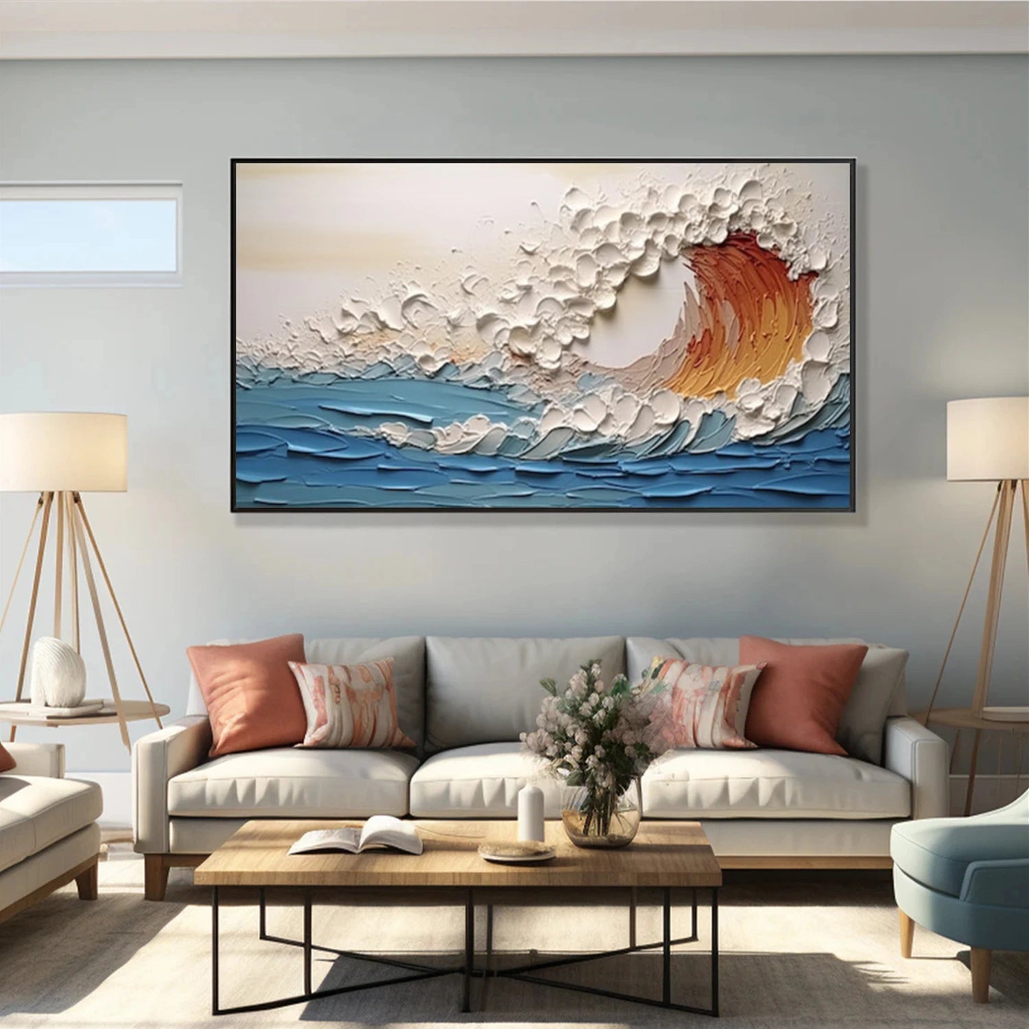 Ocean And Sky Abstract Textured Wall Art #OS114