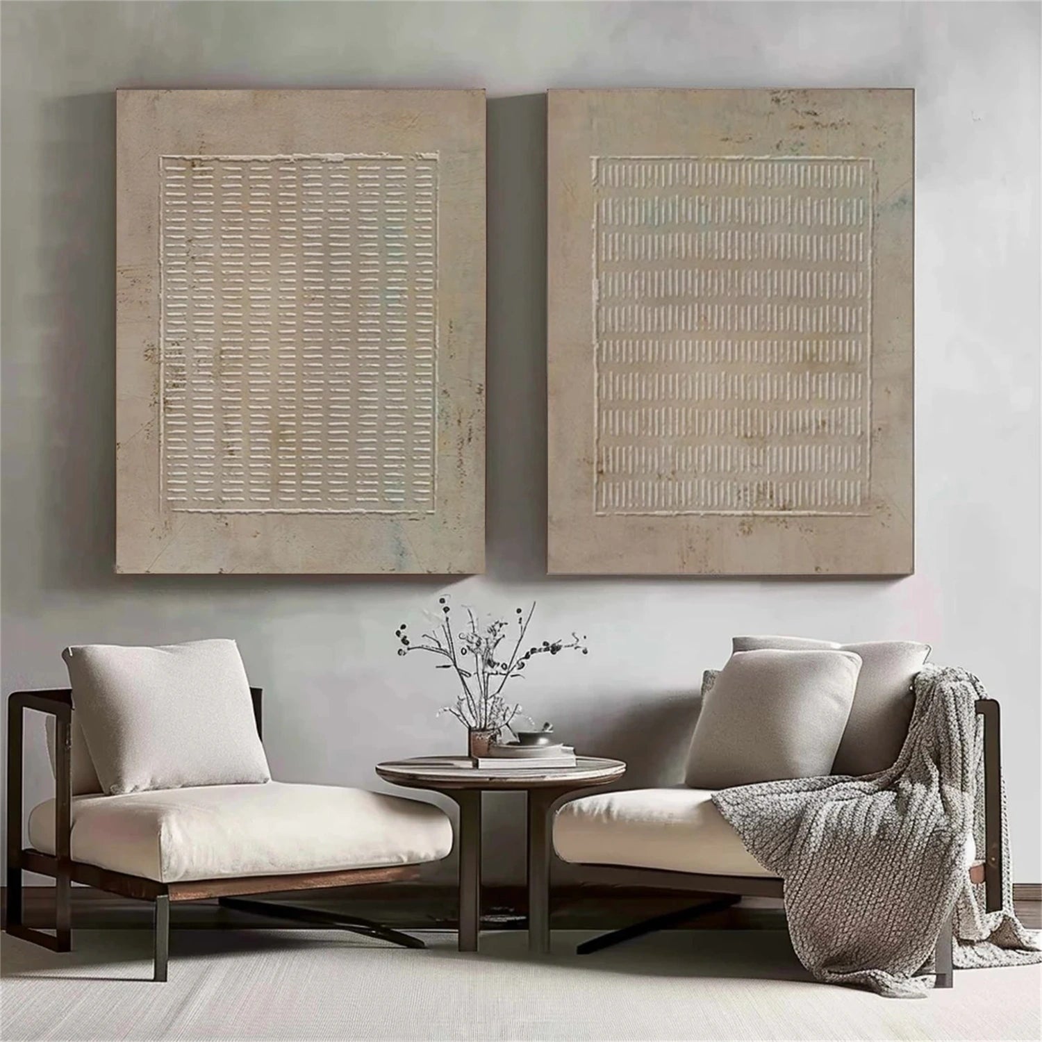 Wabi Sabi Textured Canvas Art Set of 2 #WS057