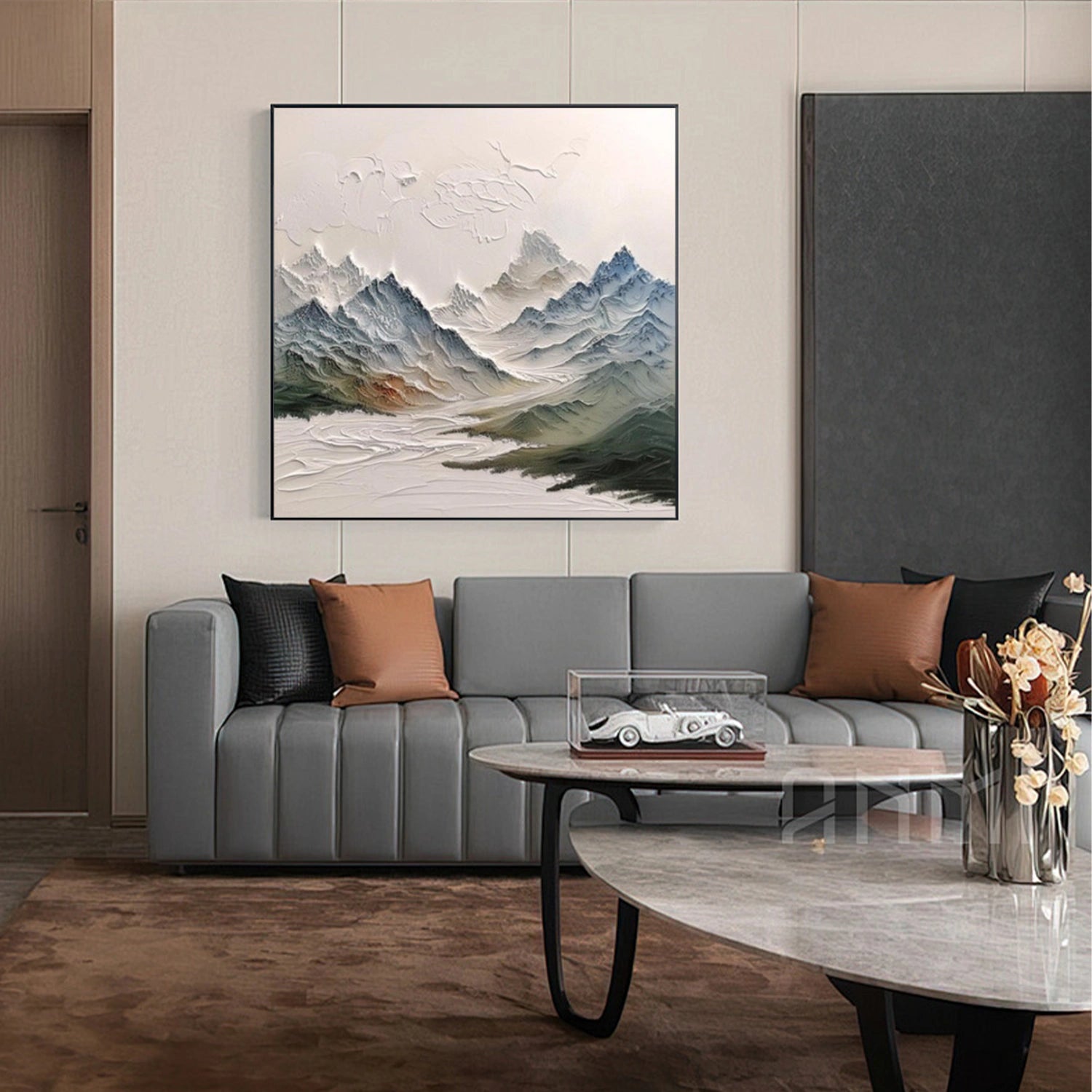 Colorful Abstract Mountain Textured Canvas Art #MO042