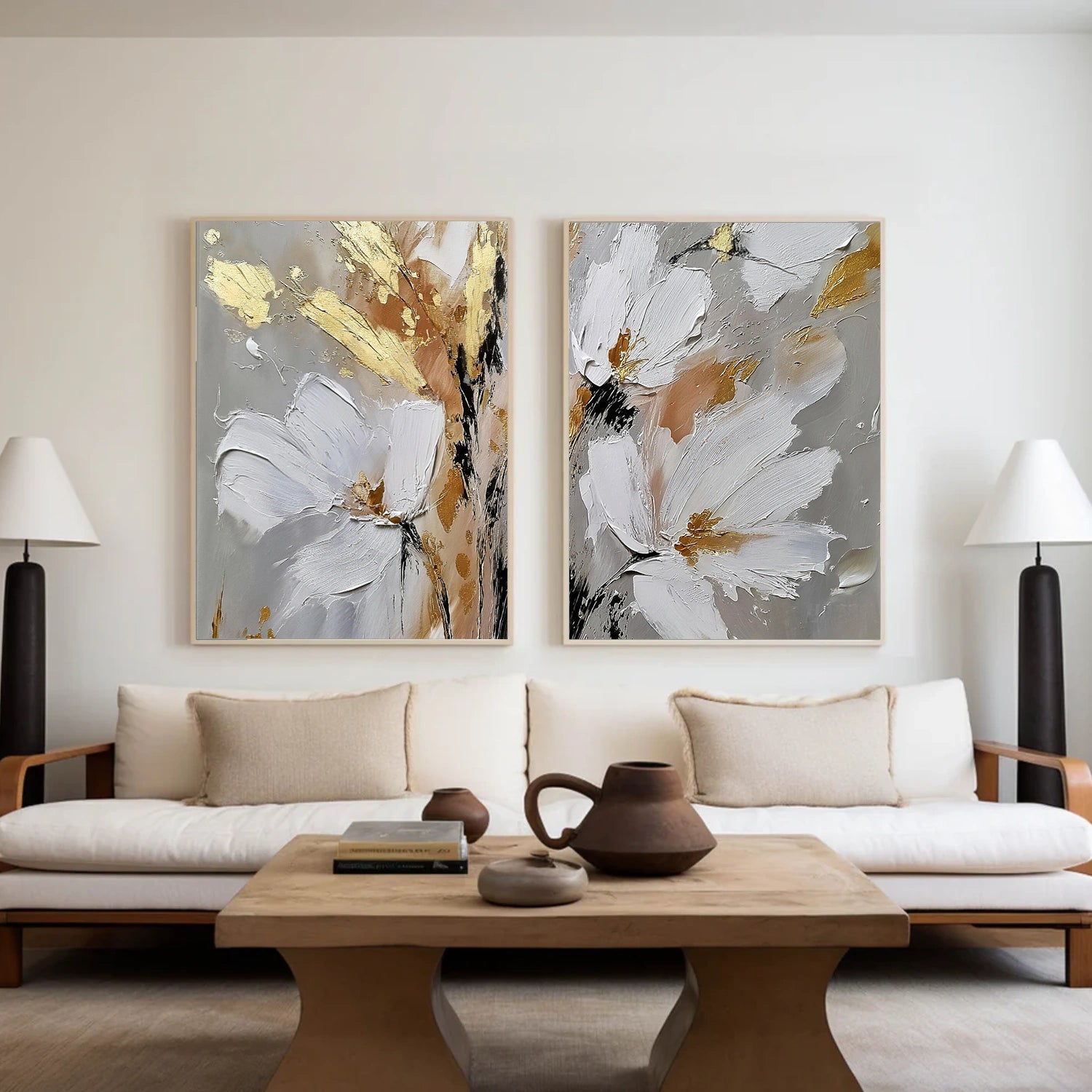 Flower Abstract Textured Wall Art Set of 2 #FP171
