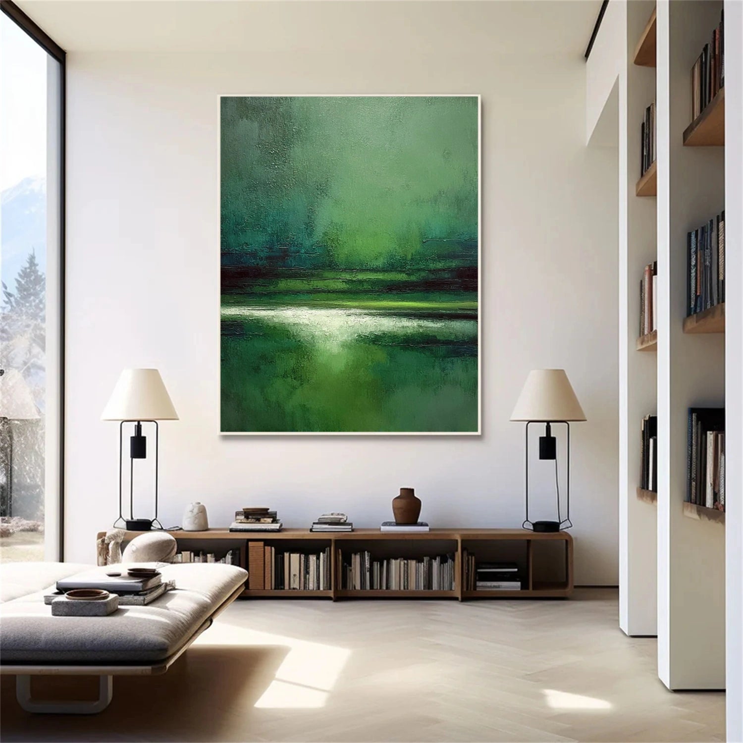 Green Abstract Canvas Wall Art #AP370