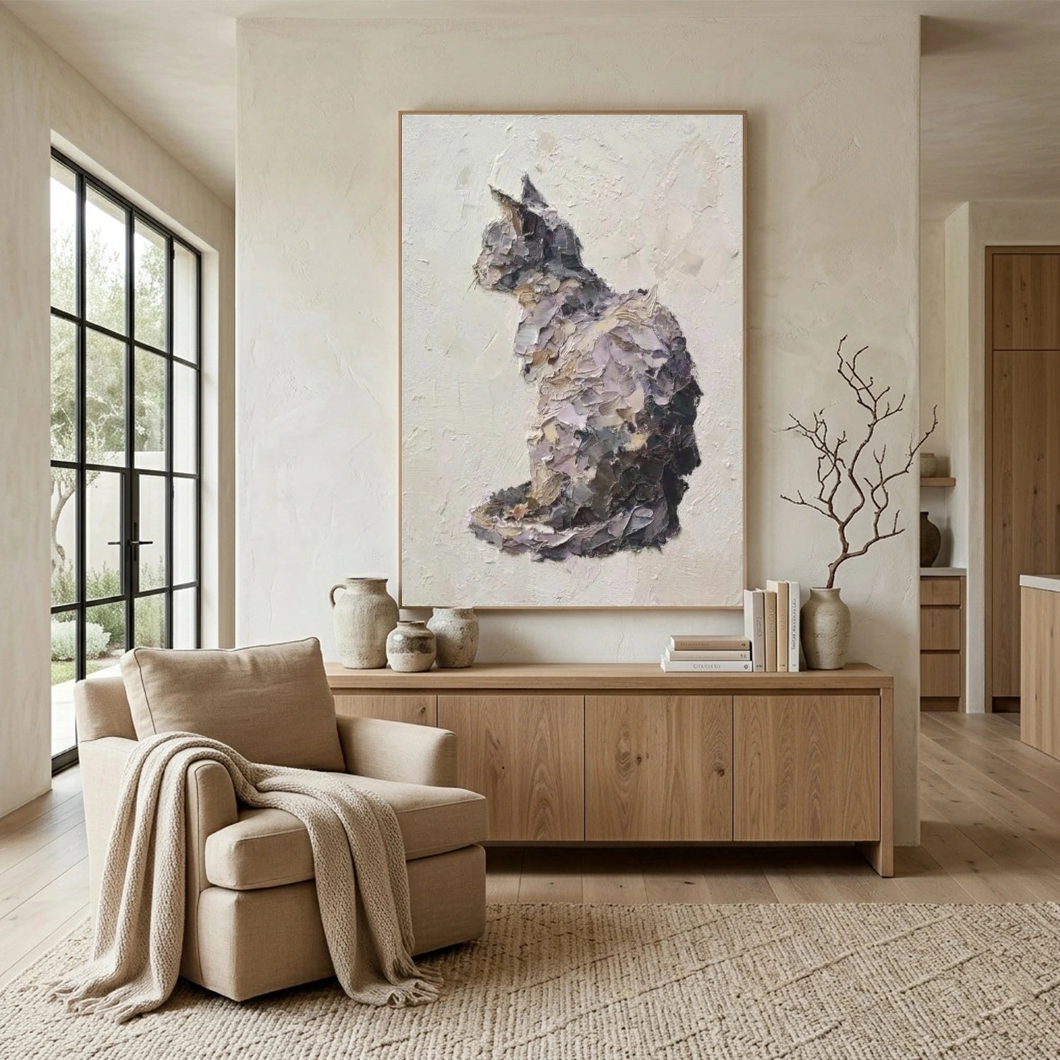 Abstract Animal Cat Textured Wall Art #AC119