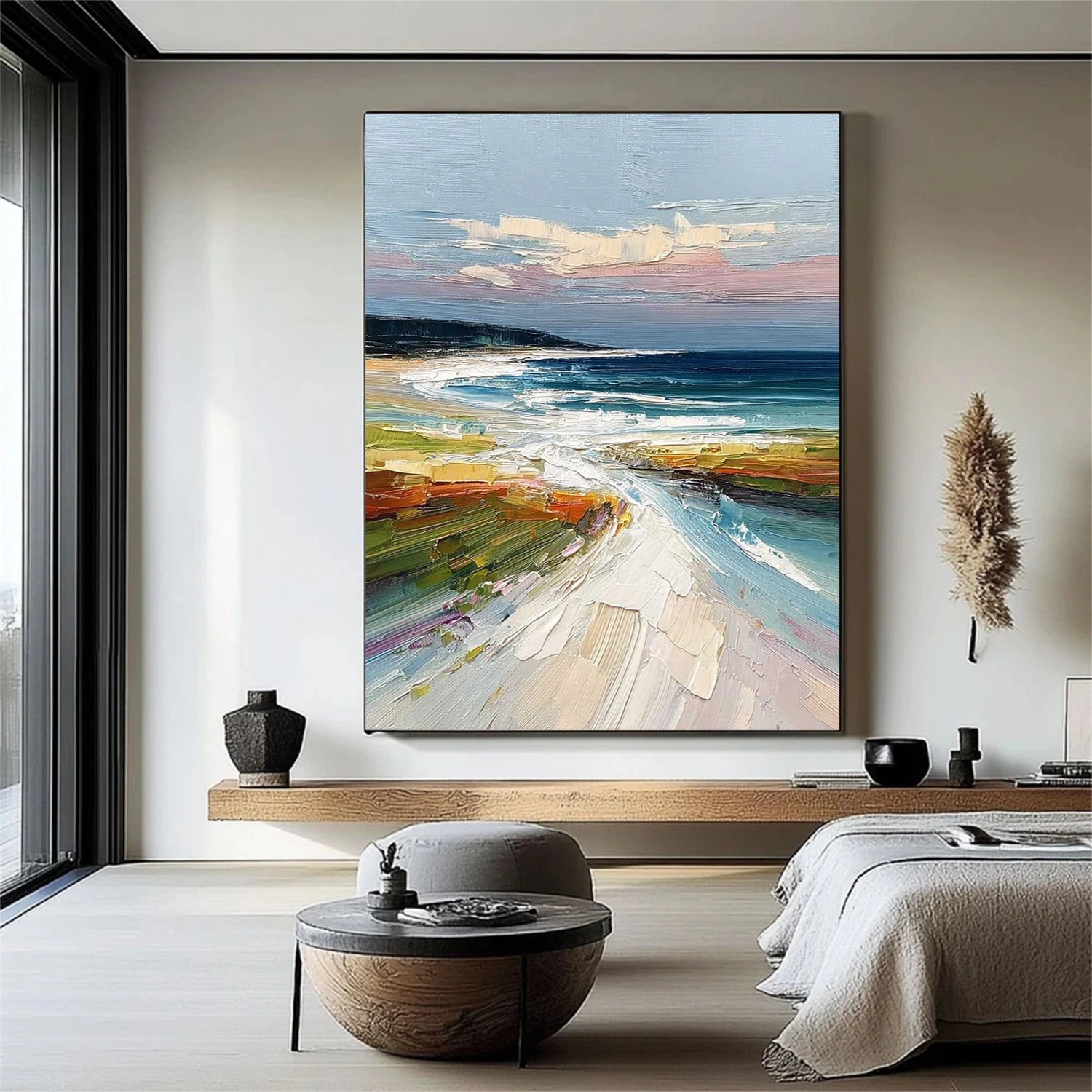 Colorful Ocean And Sky Abstract Textured Wall Art #OS150