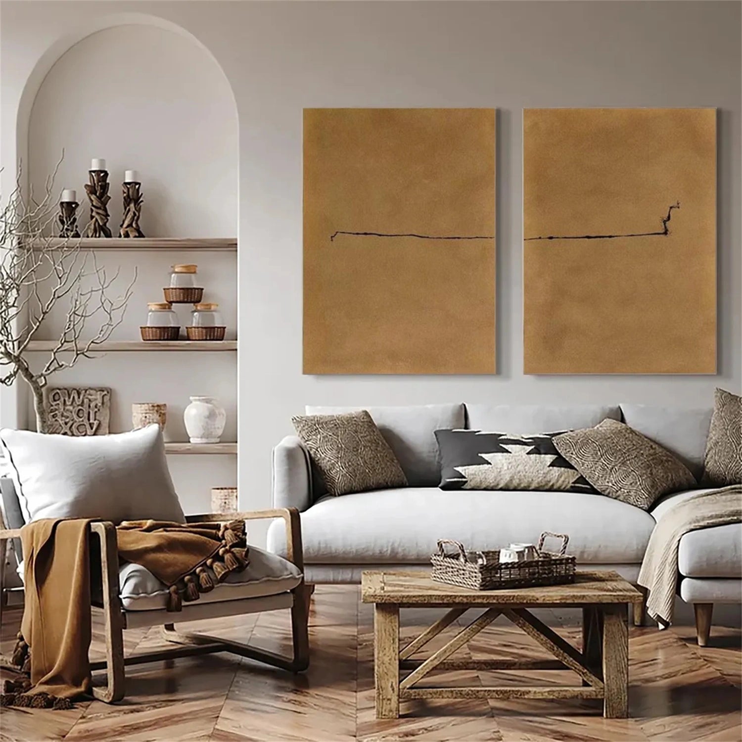 Brown Wabi Sabi Canvas Art Set of 2 #WS124