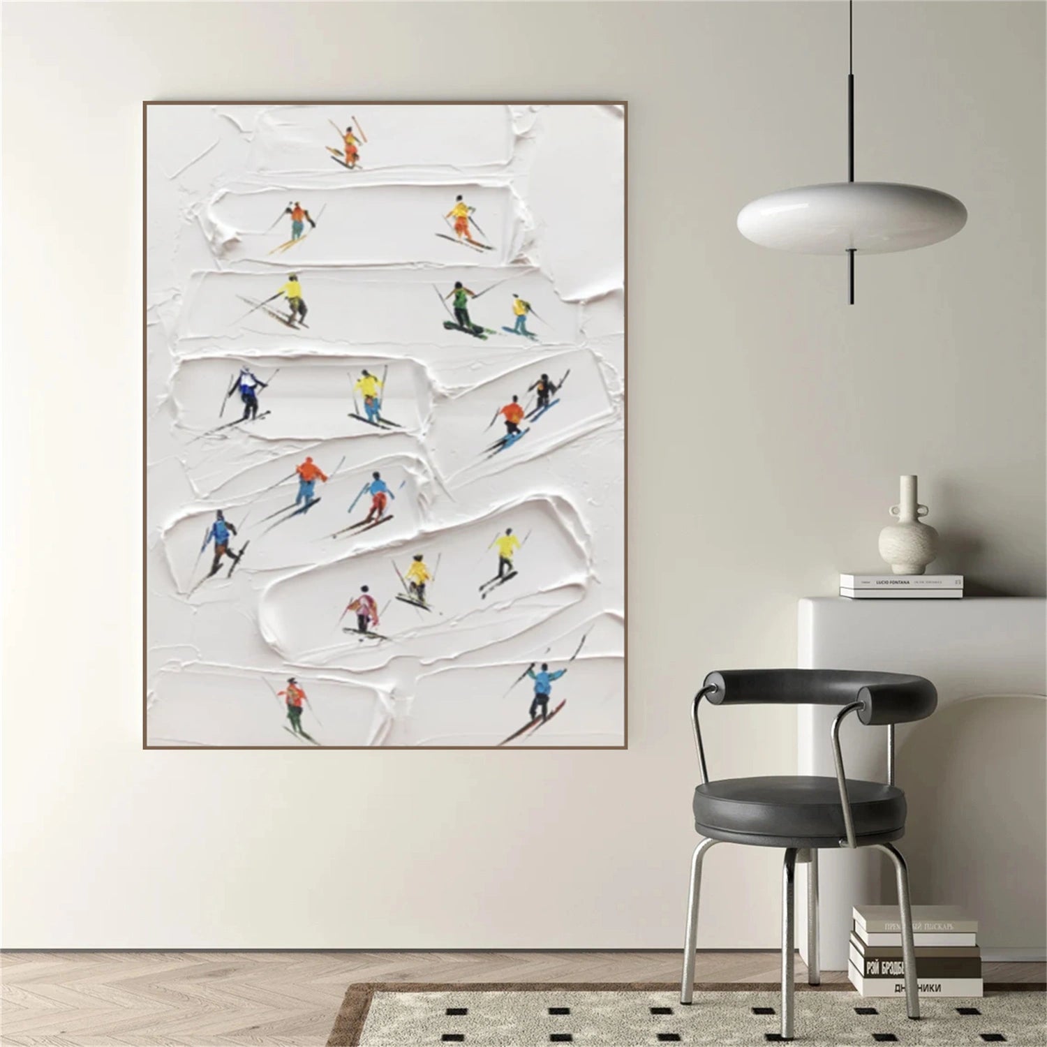 Skiing Sport Textured Wall Art #MS064