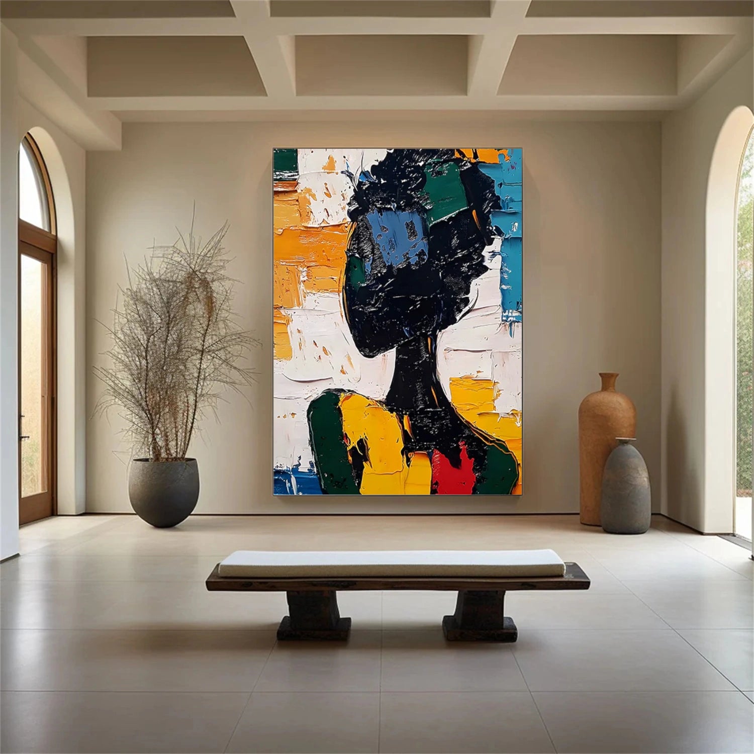 Abstract Portrait Textured Canvas Art #AE045