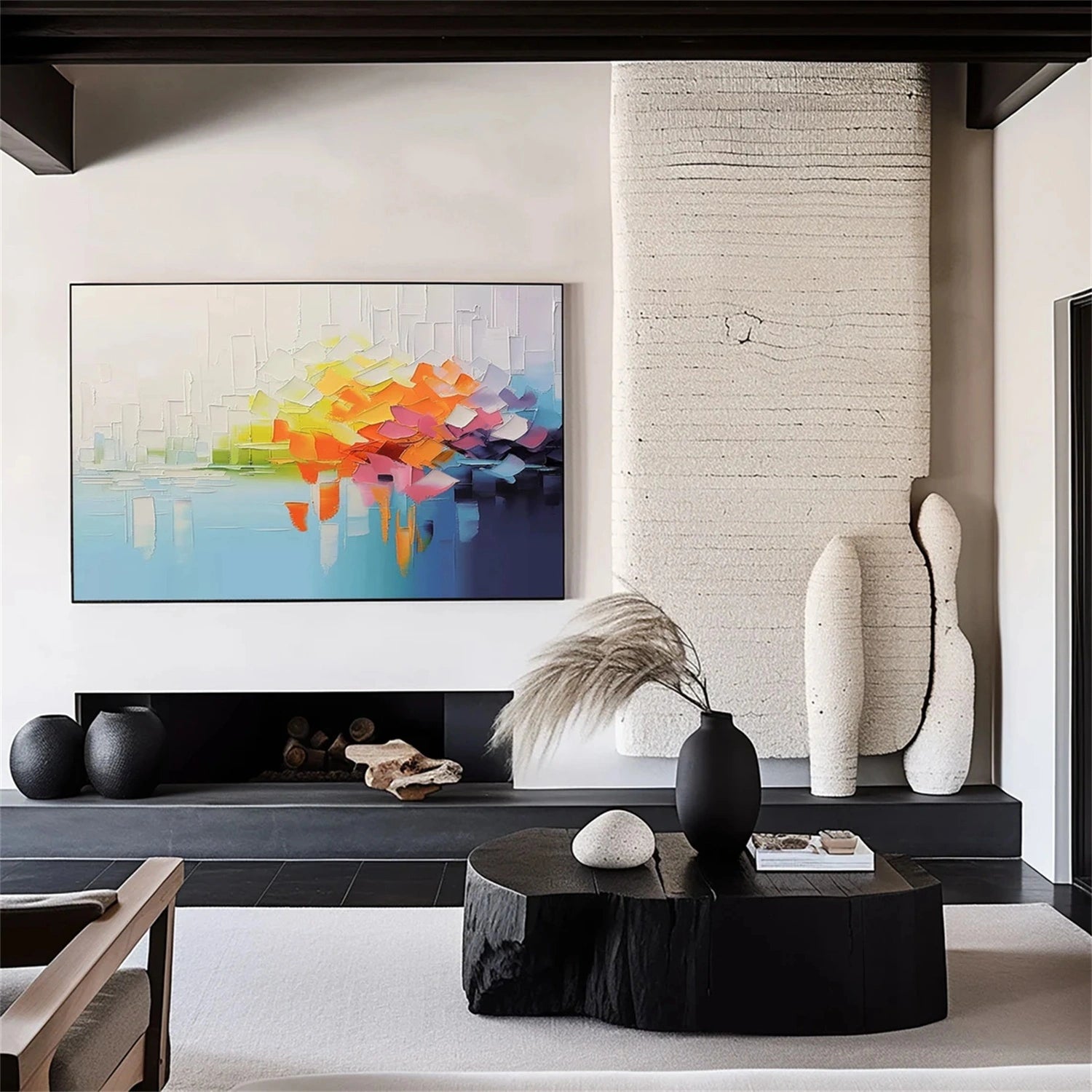 Colorful Abstract Textured Painting Canvas #AT083