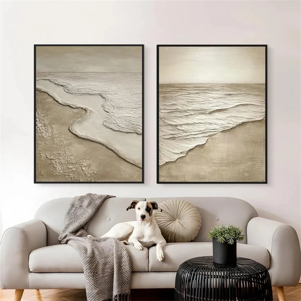 Ocean and Sky Textured Painting Canvas Set of 2 #OS034