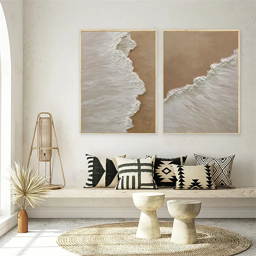 Ocean and Sky Textured Painting Canvas Set of 2 #OS032