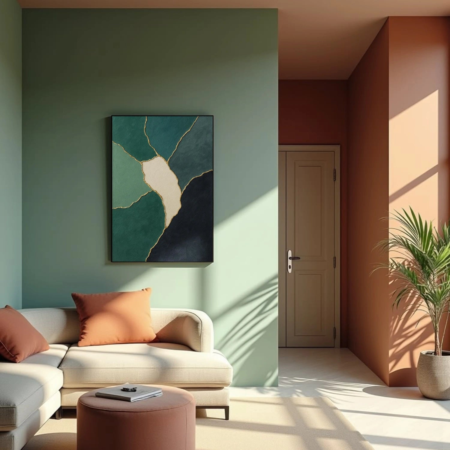 Green Minimalist Textured Canvas Art #MT175