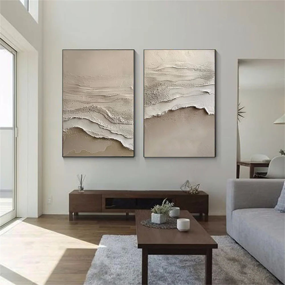 Ocean and Sky Textured Painting Canvas Set of 2 #OS033