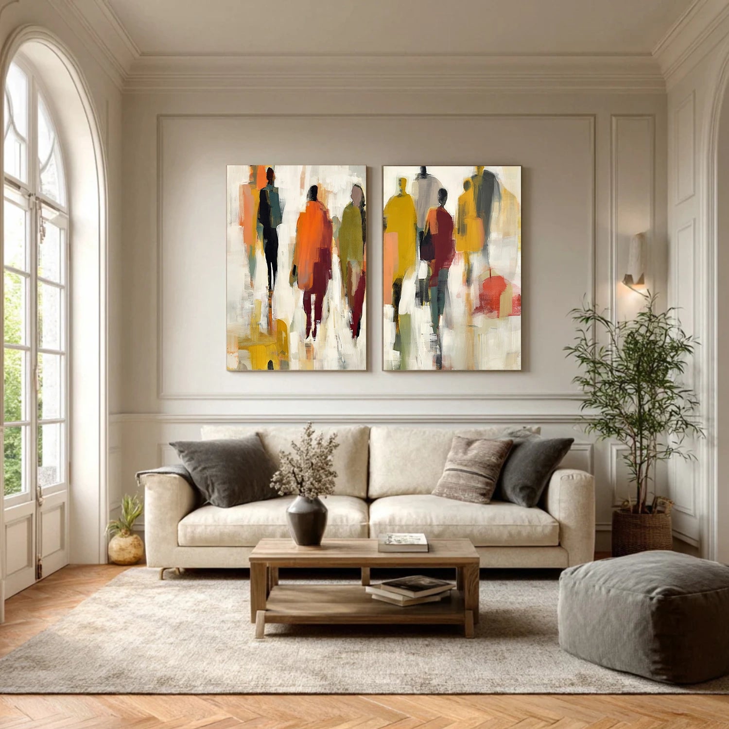 Colorful Abstract People Canvas Art Set of 2 #AE080