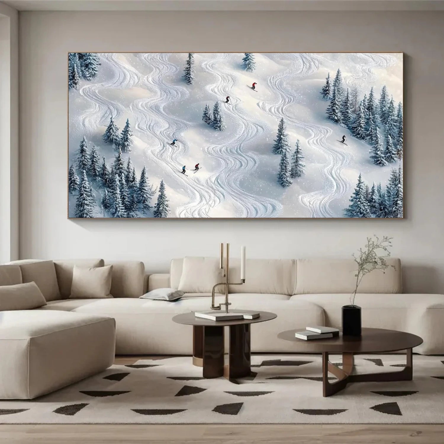 Skiing Sport Textured Wall Art #MS071