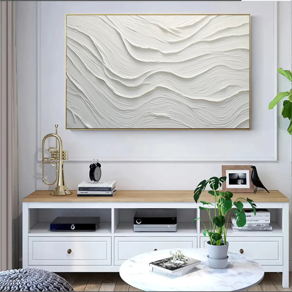 White Minimalist Textured Canvas #MT073