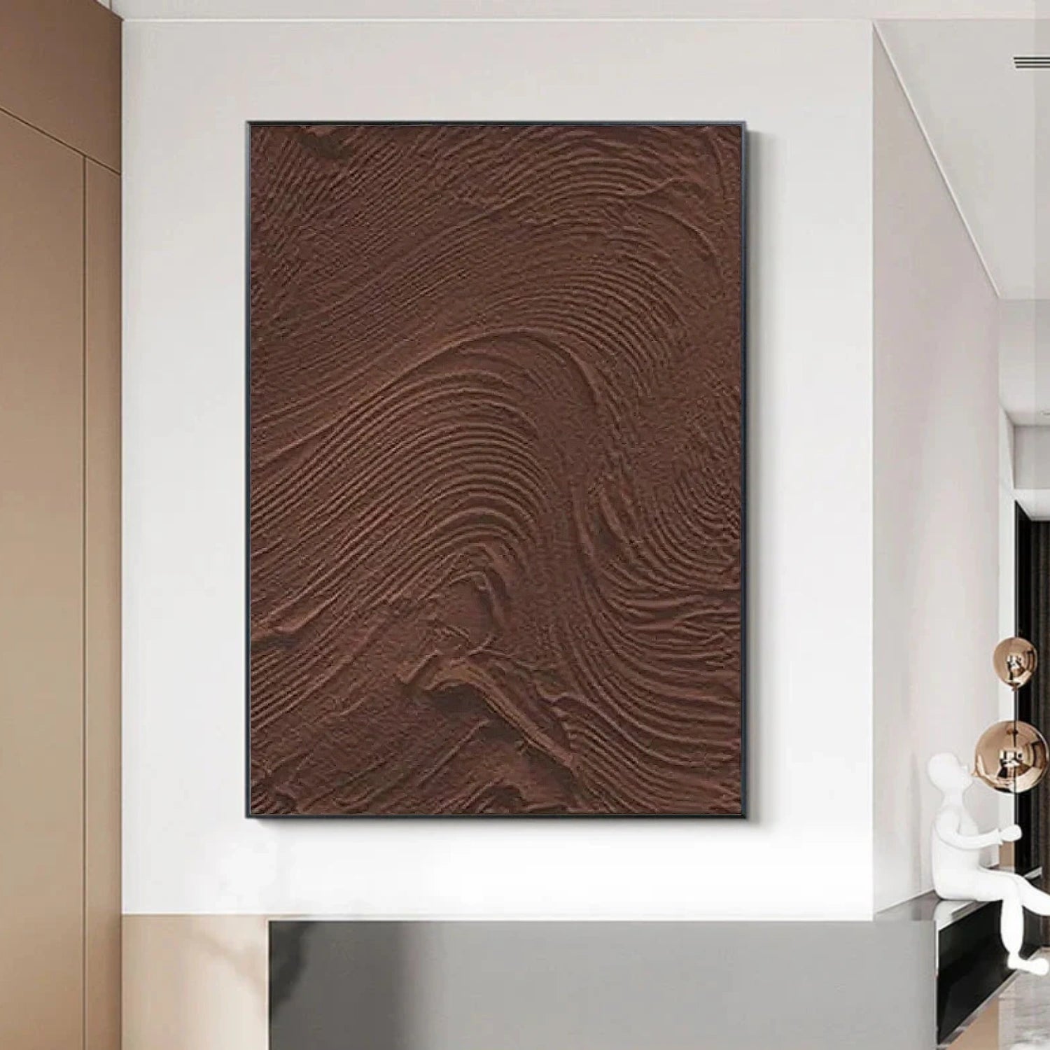 Brown Minimalist Textured Canvas Art #MT136