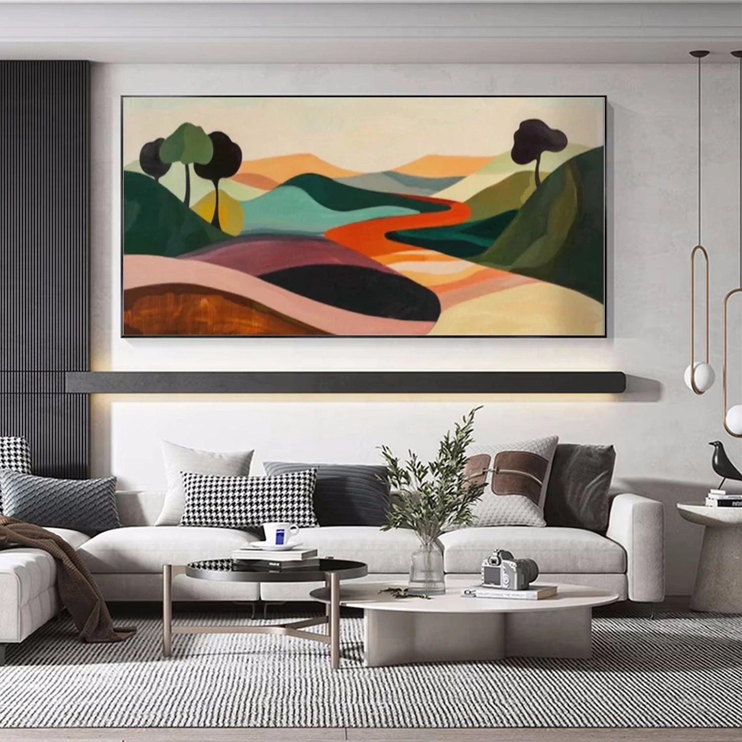 Colorful Abstract Mountain Canvas Art #MO019