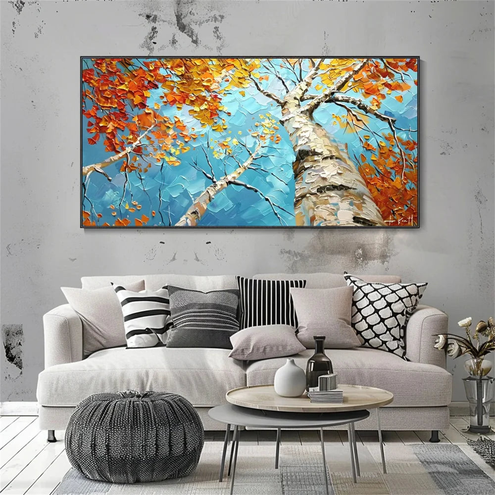 Flower And Tree Textured Painting Canvas #FT008