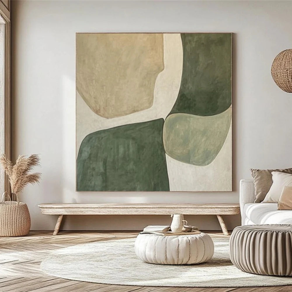 Green Minimalist Textured Painting Canvas #MT103