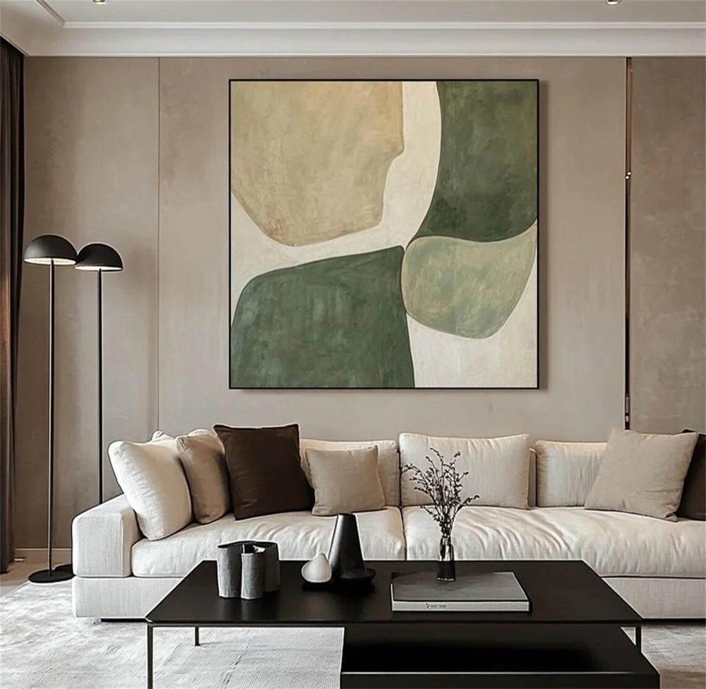 Green Minimalist Textured Painting Canvas #MT103