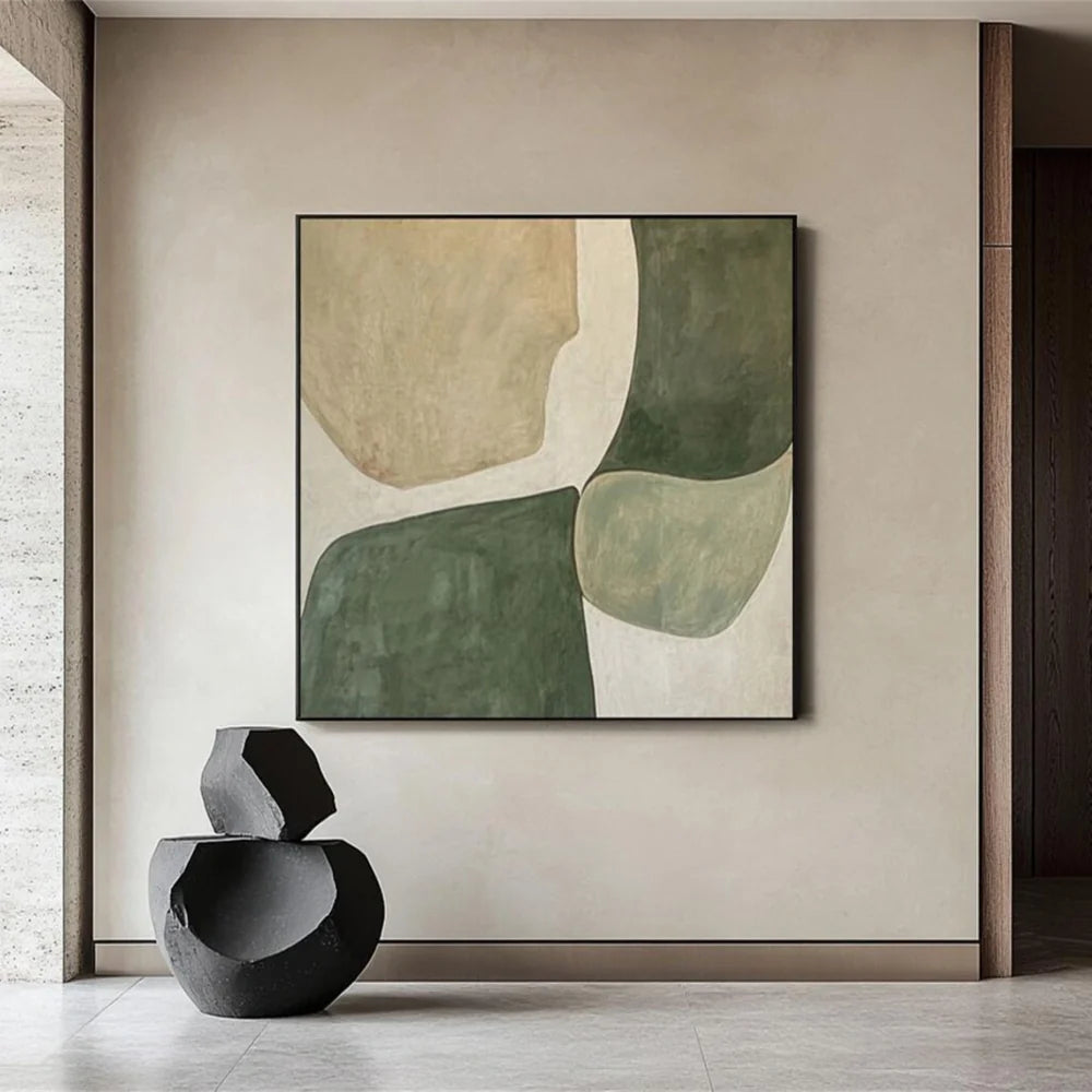 Green Minimalist Textured Painting Canvas #MT103