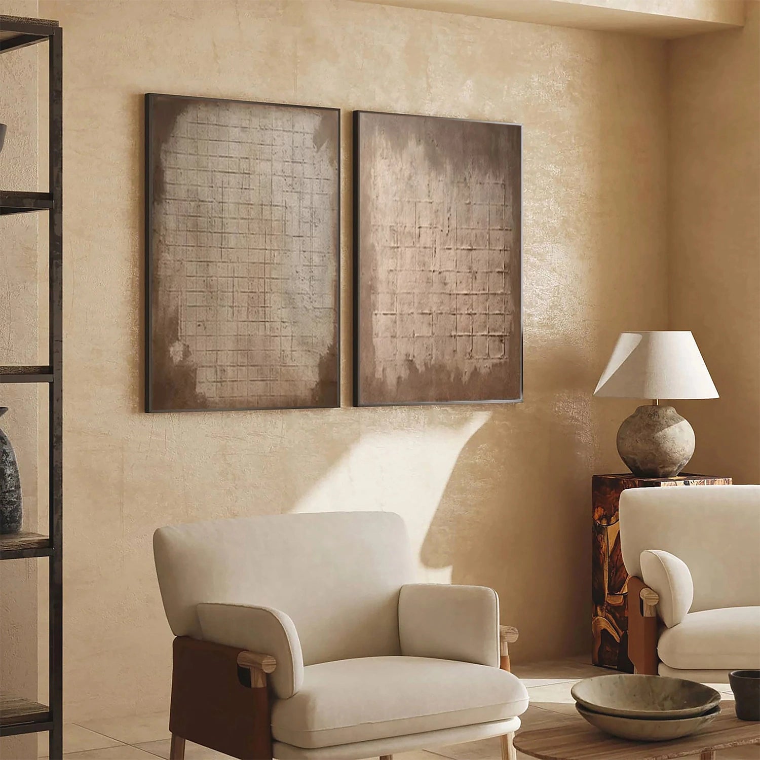 Beige and Brown Wabi Sabi Canvas Art Set of 2 #WS092