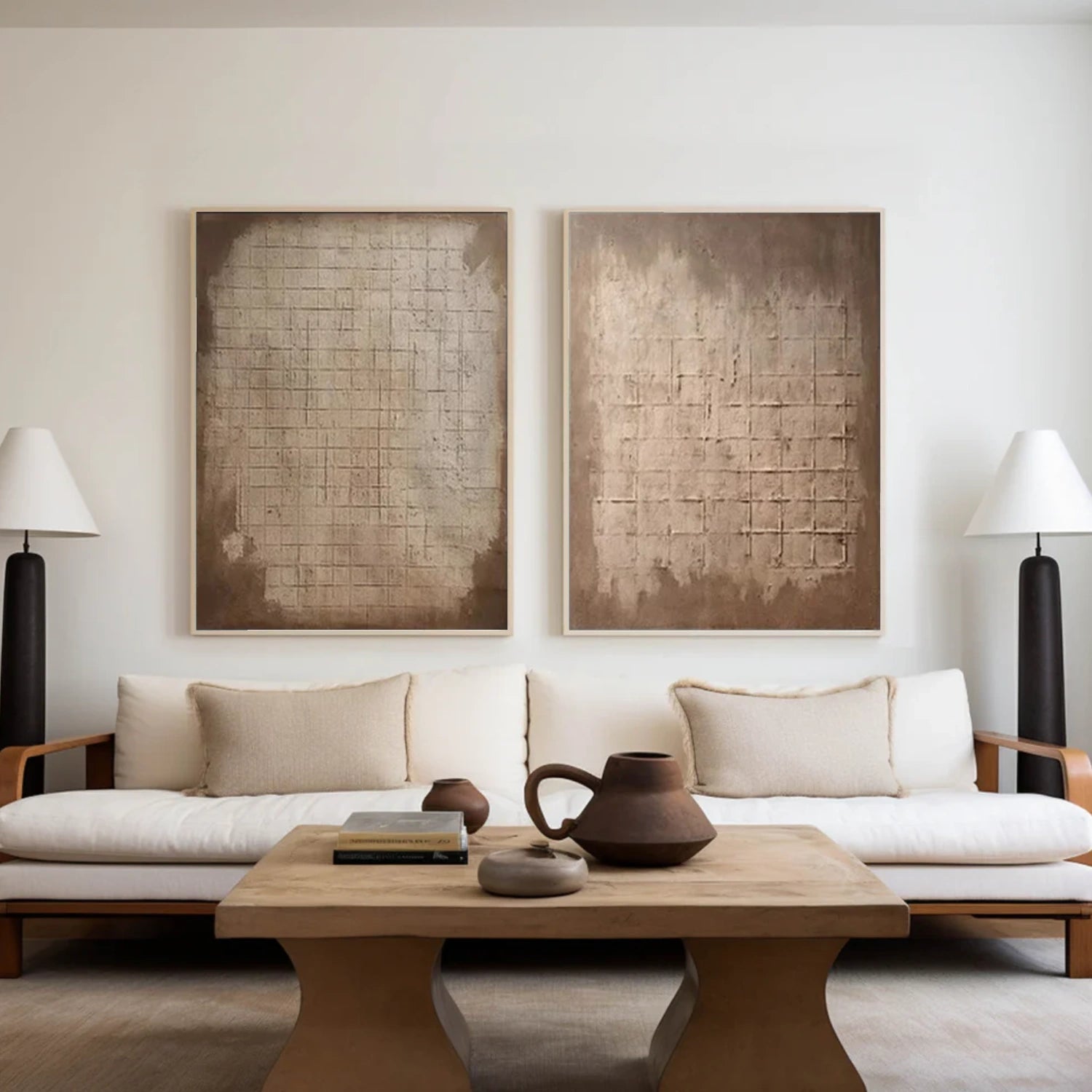 Beige and Brown Wabi Sabi Canvas Art Set of 2 #WS092