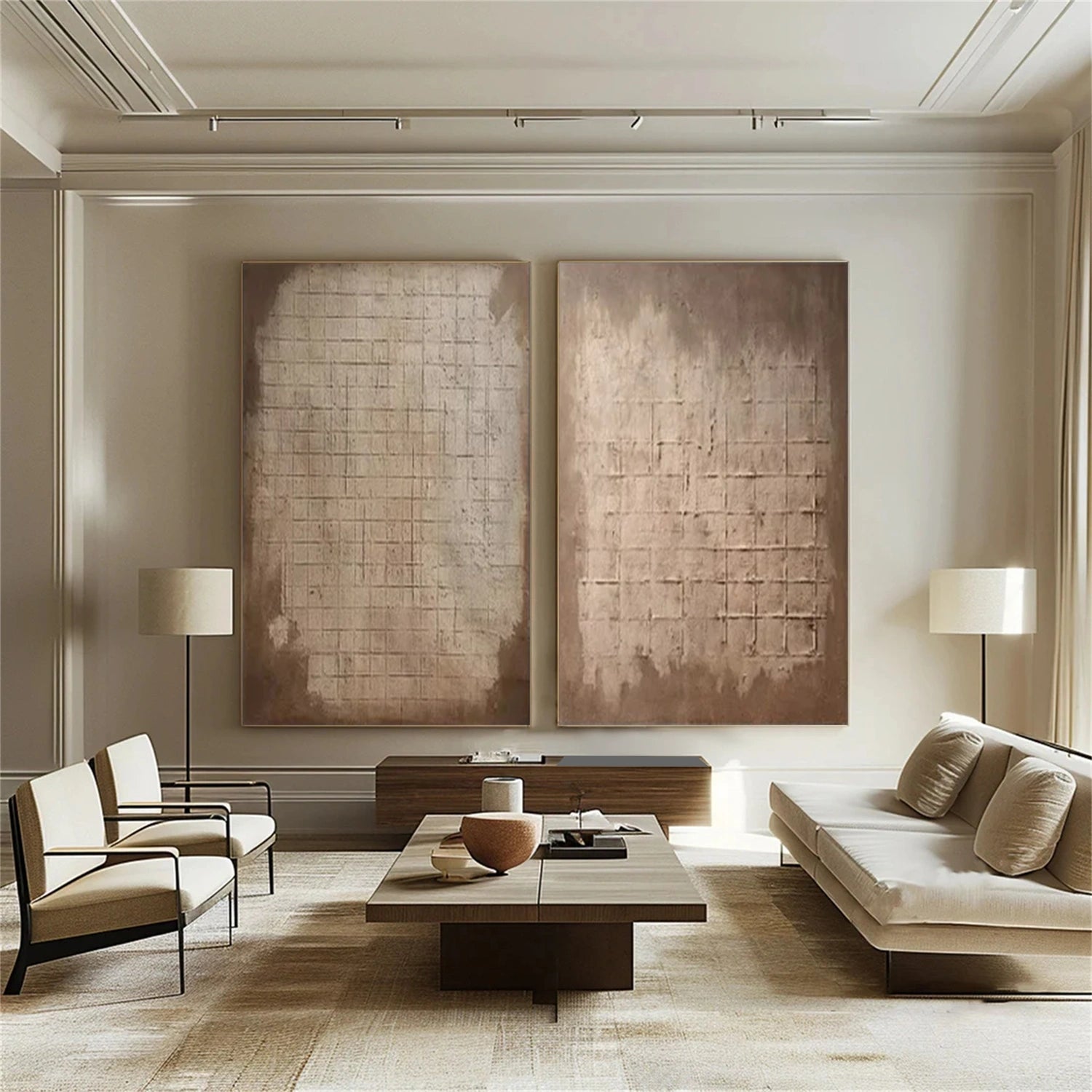 Beige and Brown Wabi Sabi Canvas Art Set of 2 #WS092