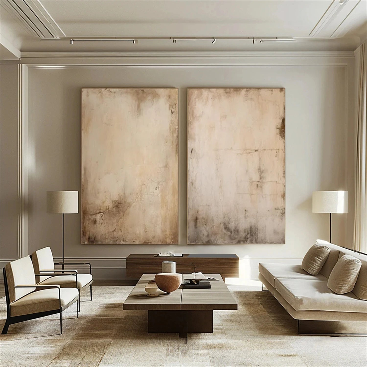 Beige and Brown Wabi Sabi Canvas Art Set of 2 #WS095