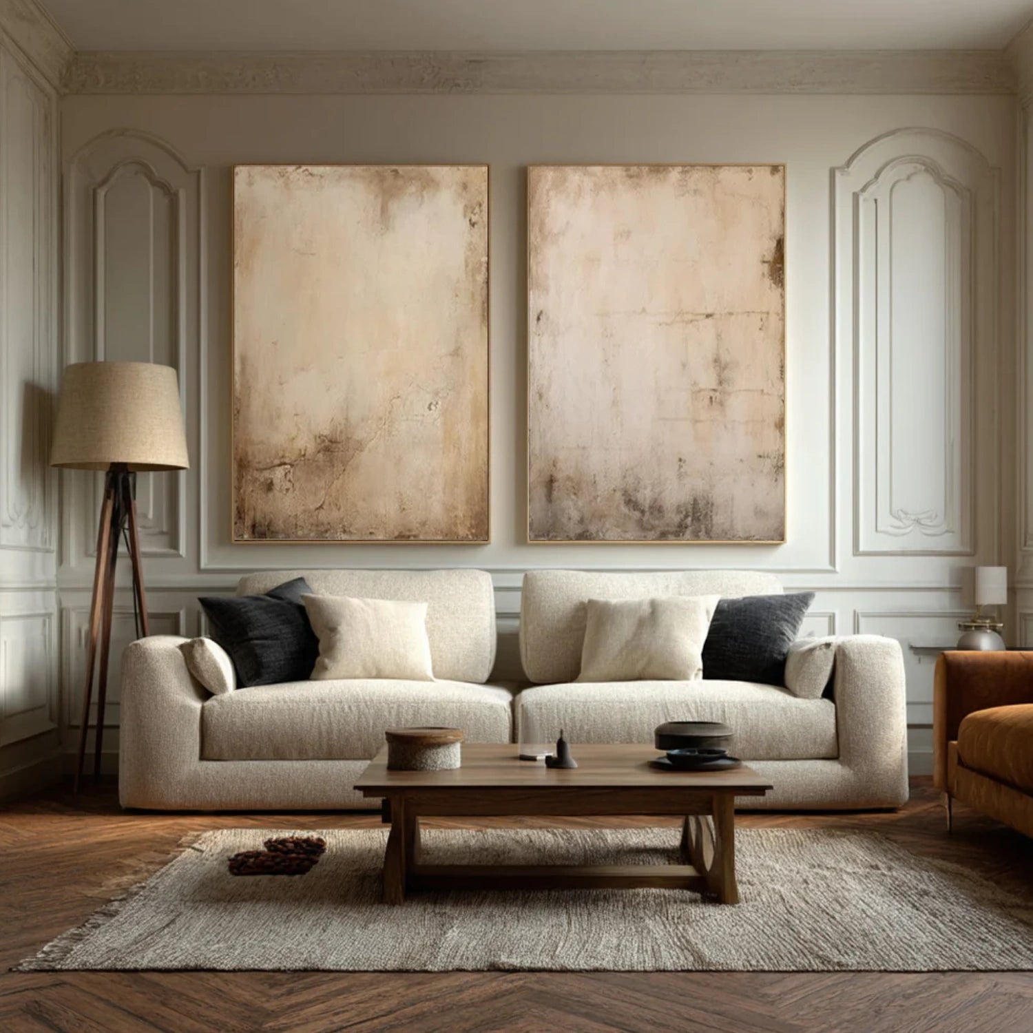 Beige and Brown Wabi Sabi Canvas Art Set of 2 #WS095