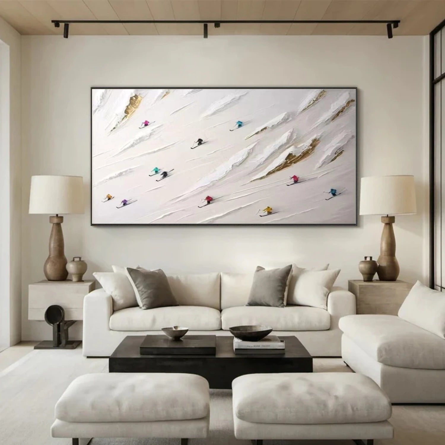 Skiing Sport Textured Wall Art #MS051