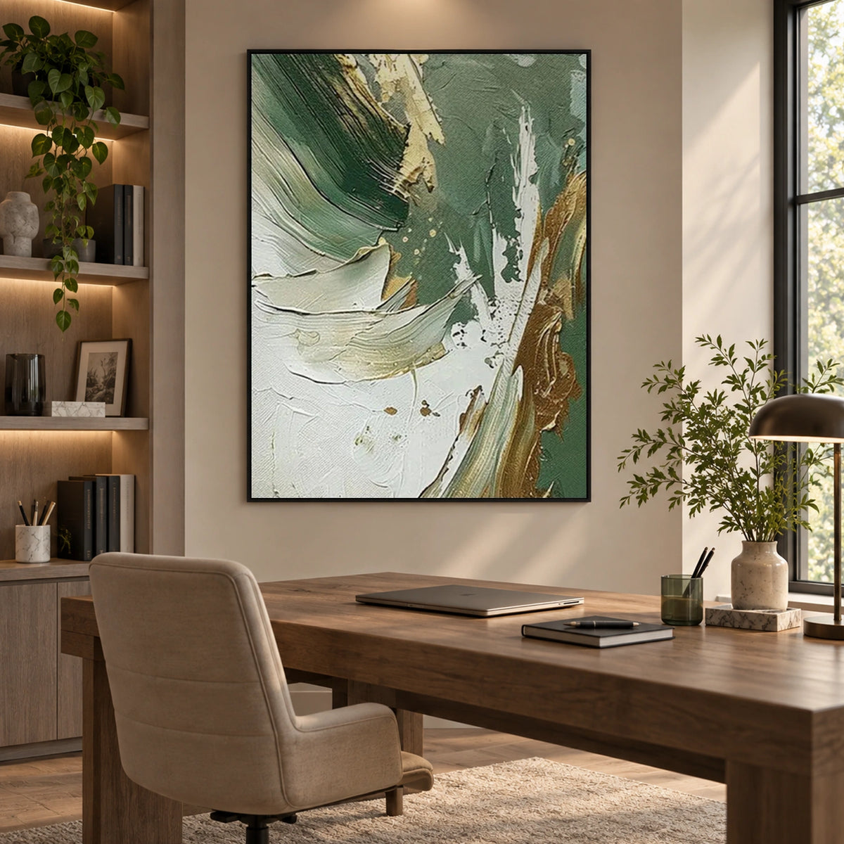 Green Minimalist Textured Canvas Art #MT220