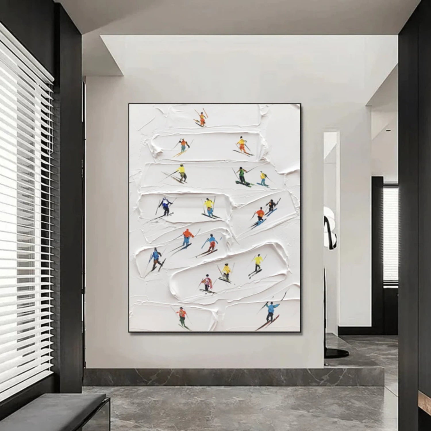 Skiing Sport Textured Wall Art #MS064