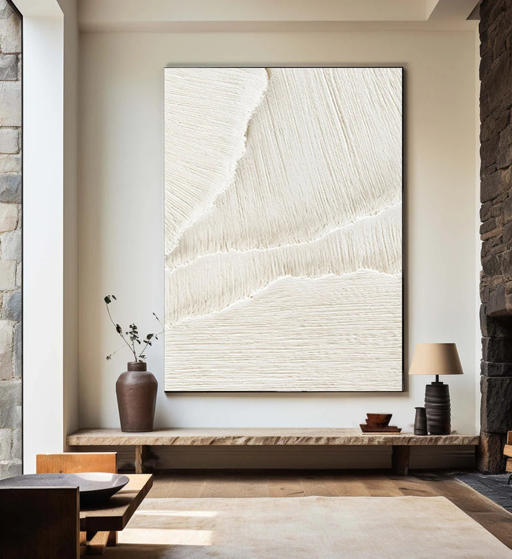 White Minimalist Textured Canvas #MT081