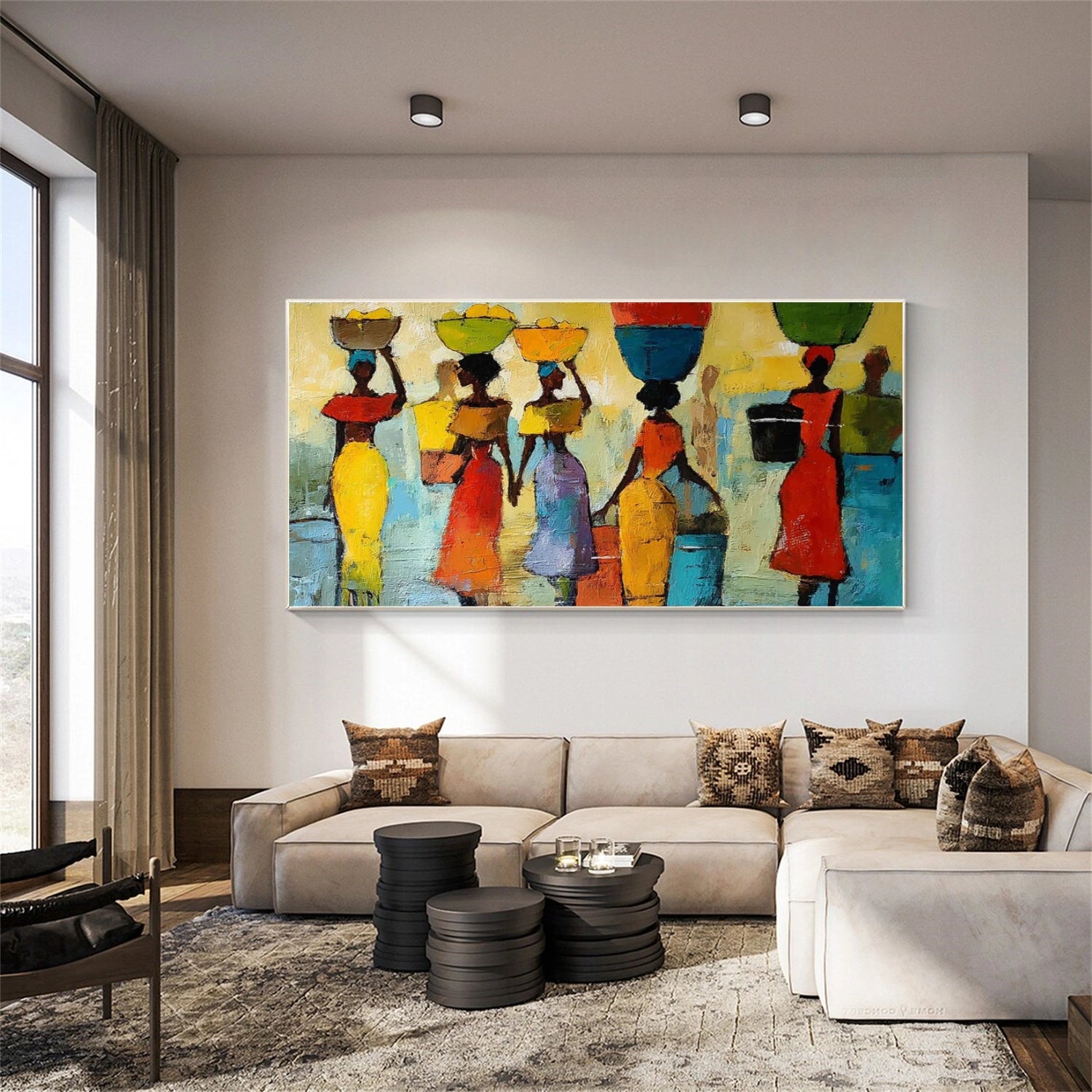 Colorful Abstract Portrait Textured Canvas Art #AE109