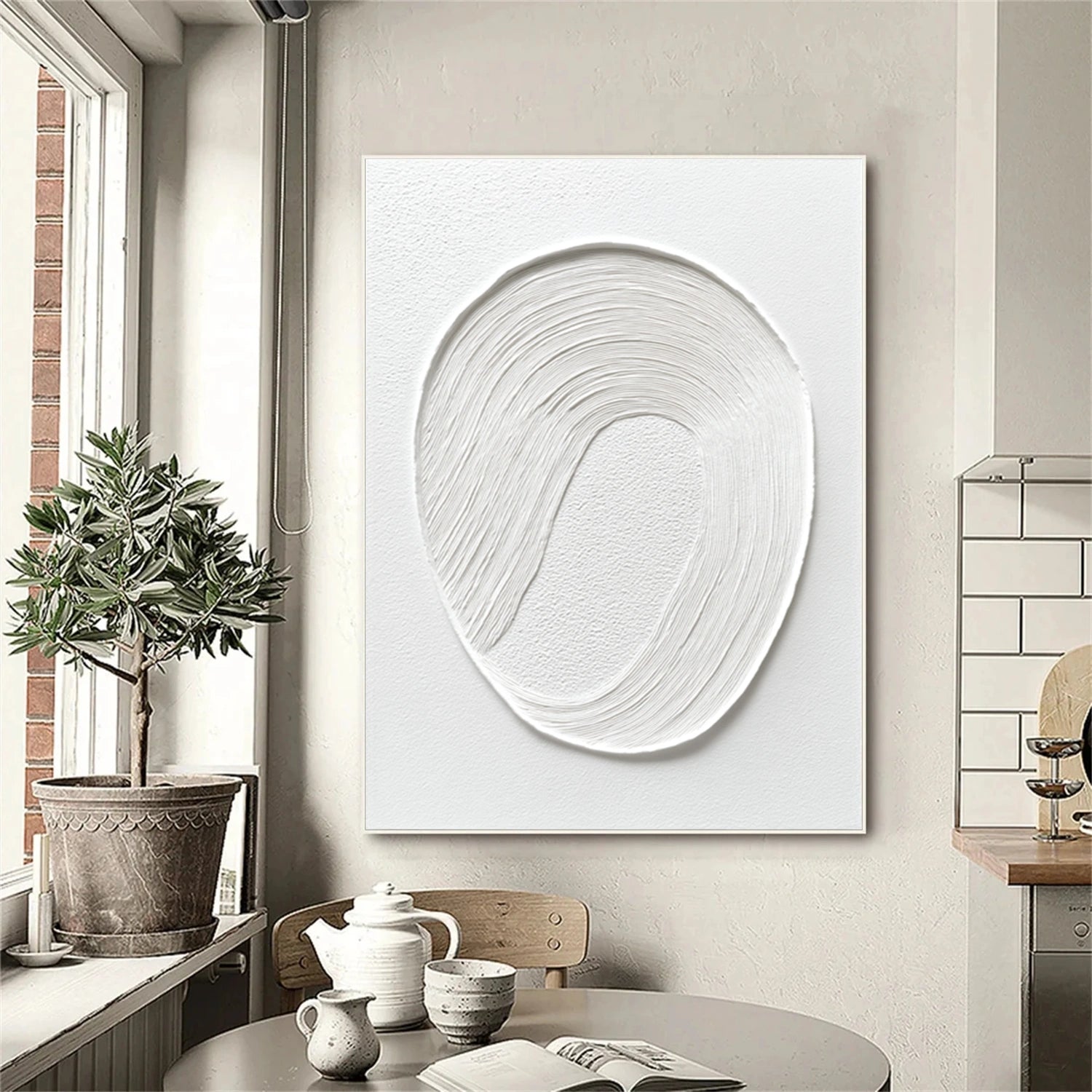 White Minimalist Textured Canvas Art #MT185