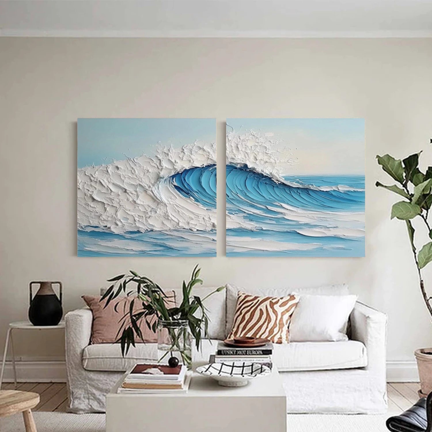 Ocean Abstract Textured Wall Art Set of 2 #OP051