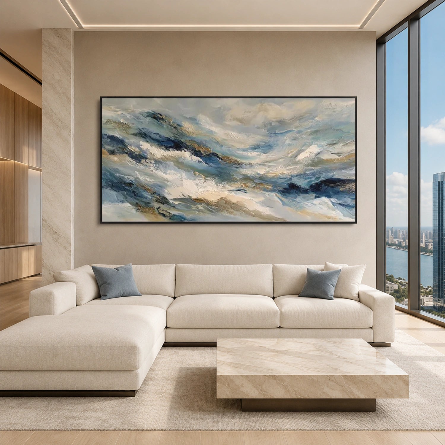 Ocean And Sky Abstract Textured Wall Art #OS200