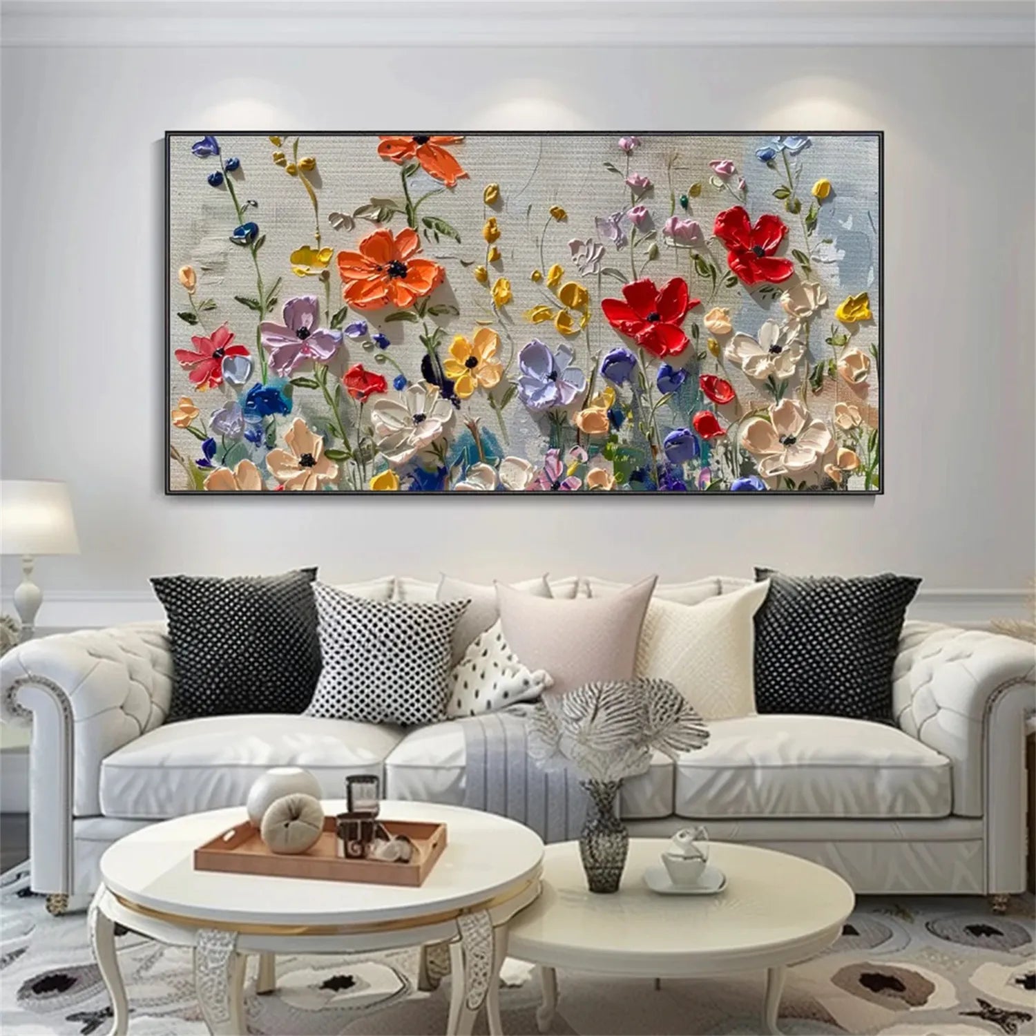 Colorful Flower Textured Painting Canvas #FP006