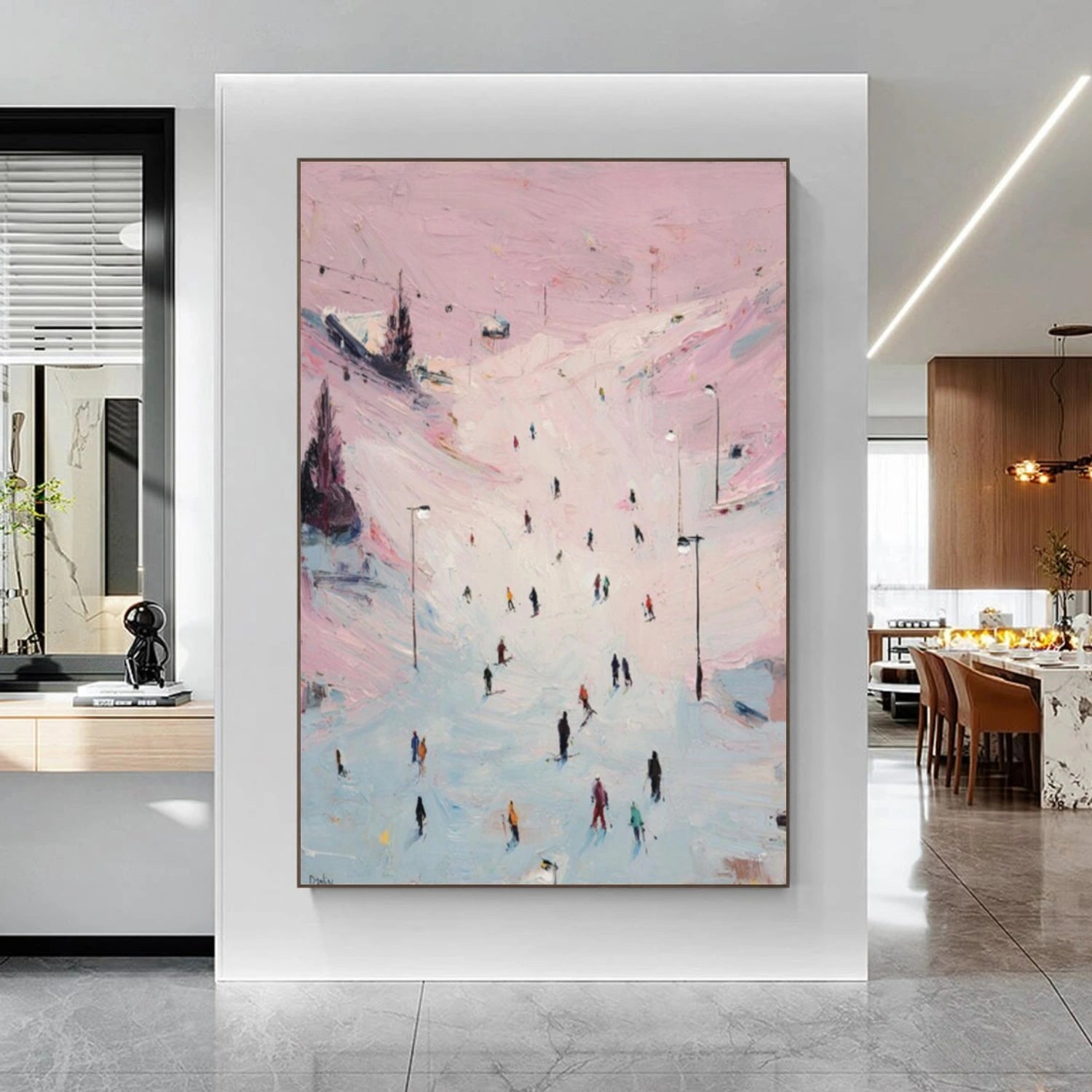 Skiing Sport Textured Wall Art #MS043