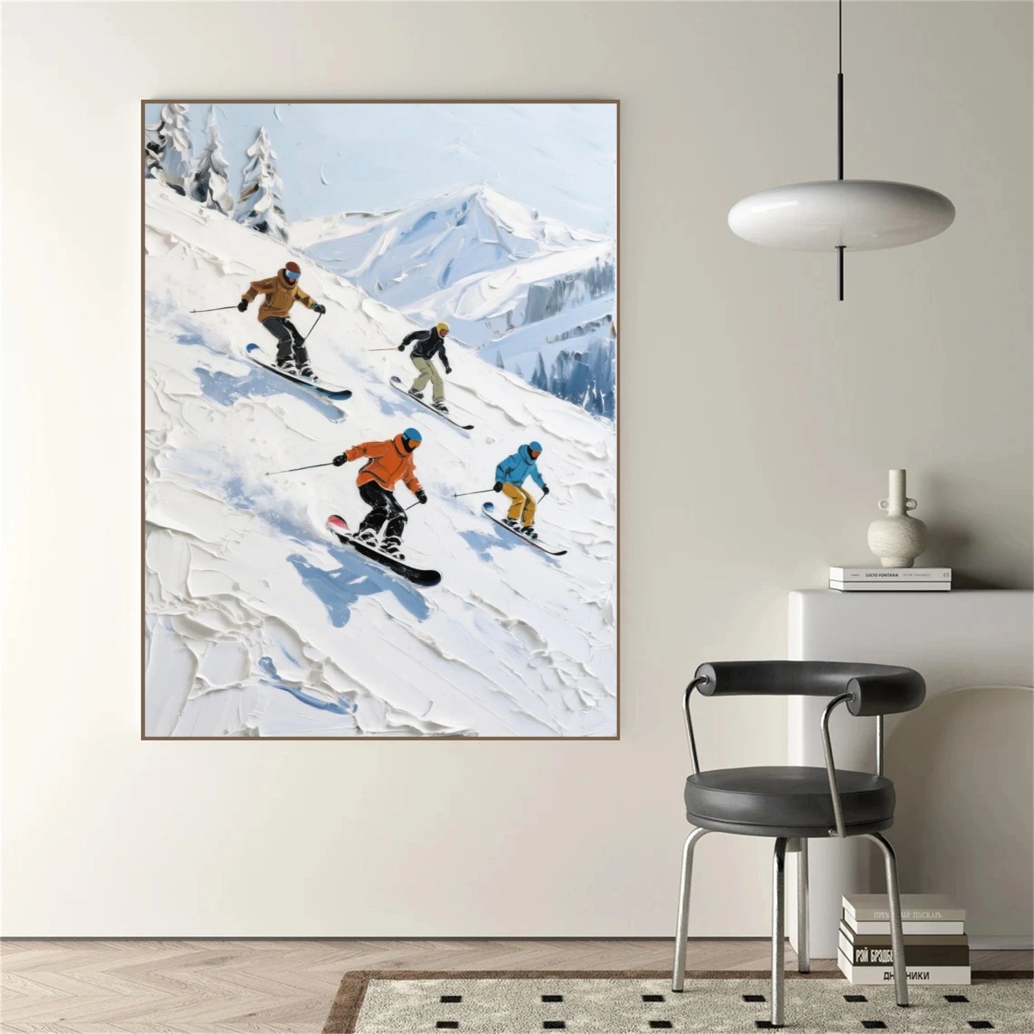 Skiing Sport Textured Wall Art #MS063