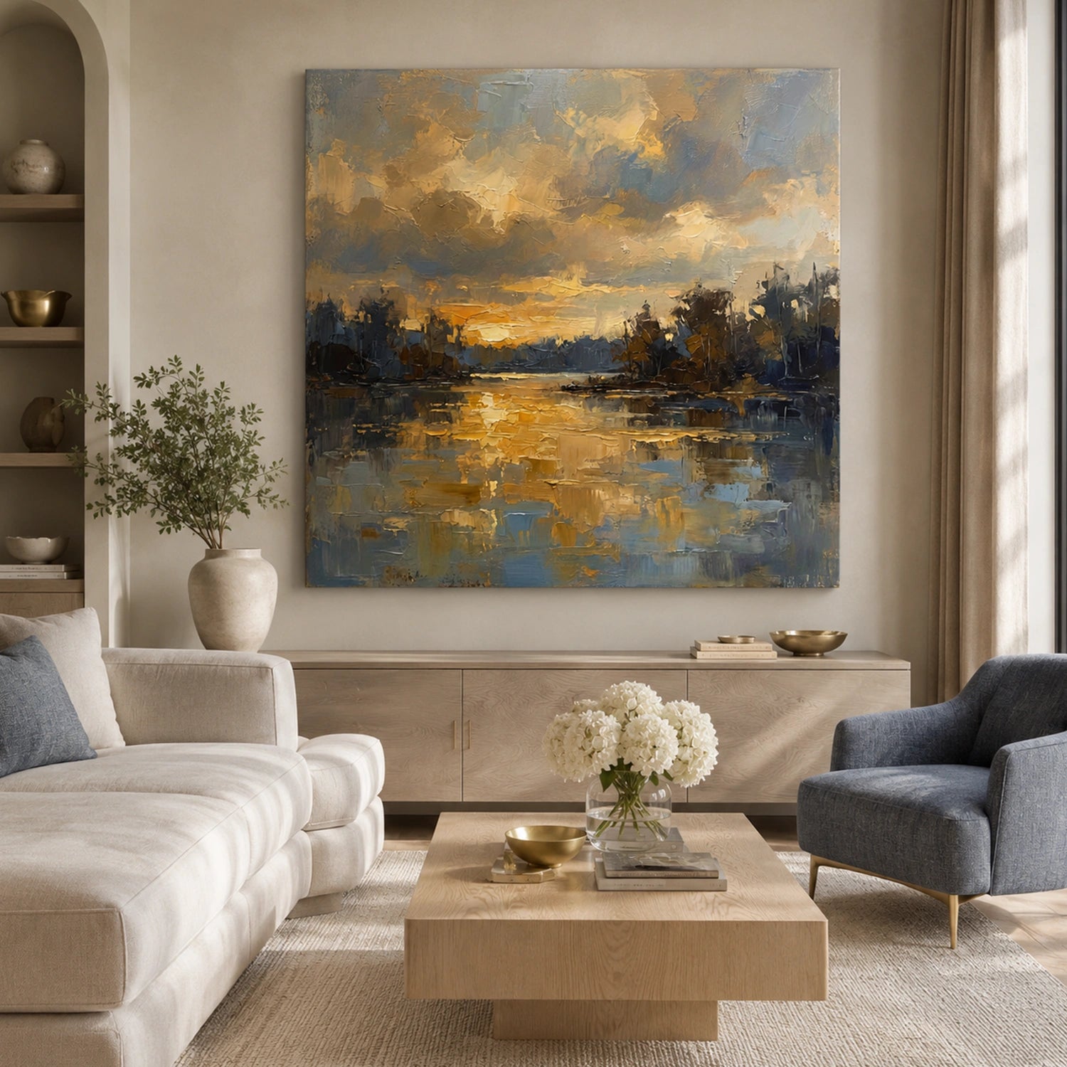Ocean And Sky Abstract Textured Wall Art #OS169