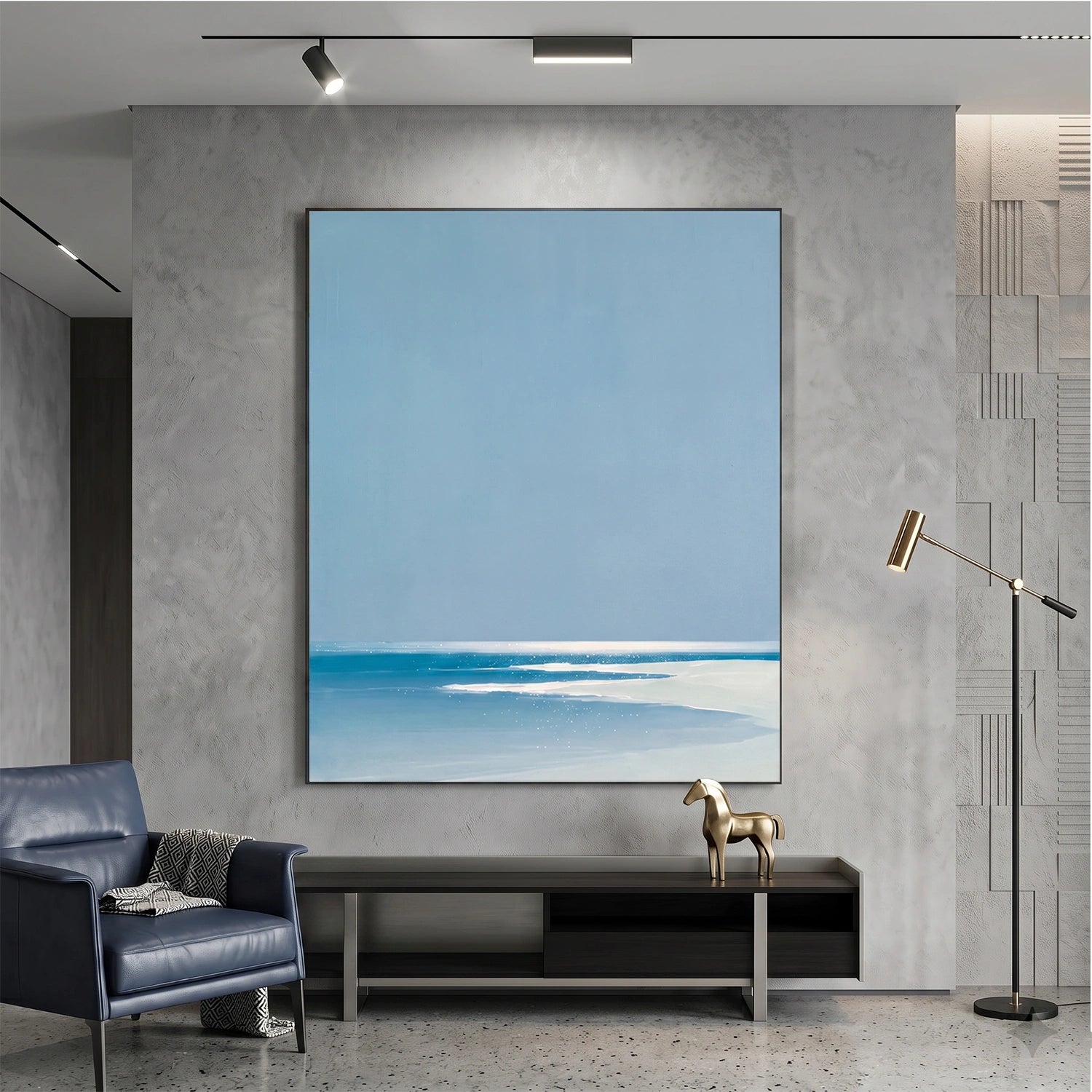 Blue Ocean And Sky Abstract Wall Art #OS165