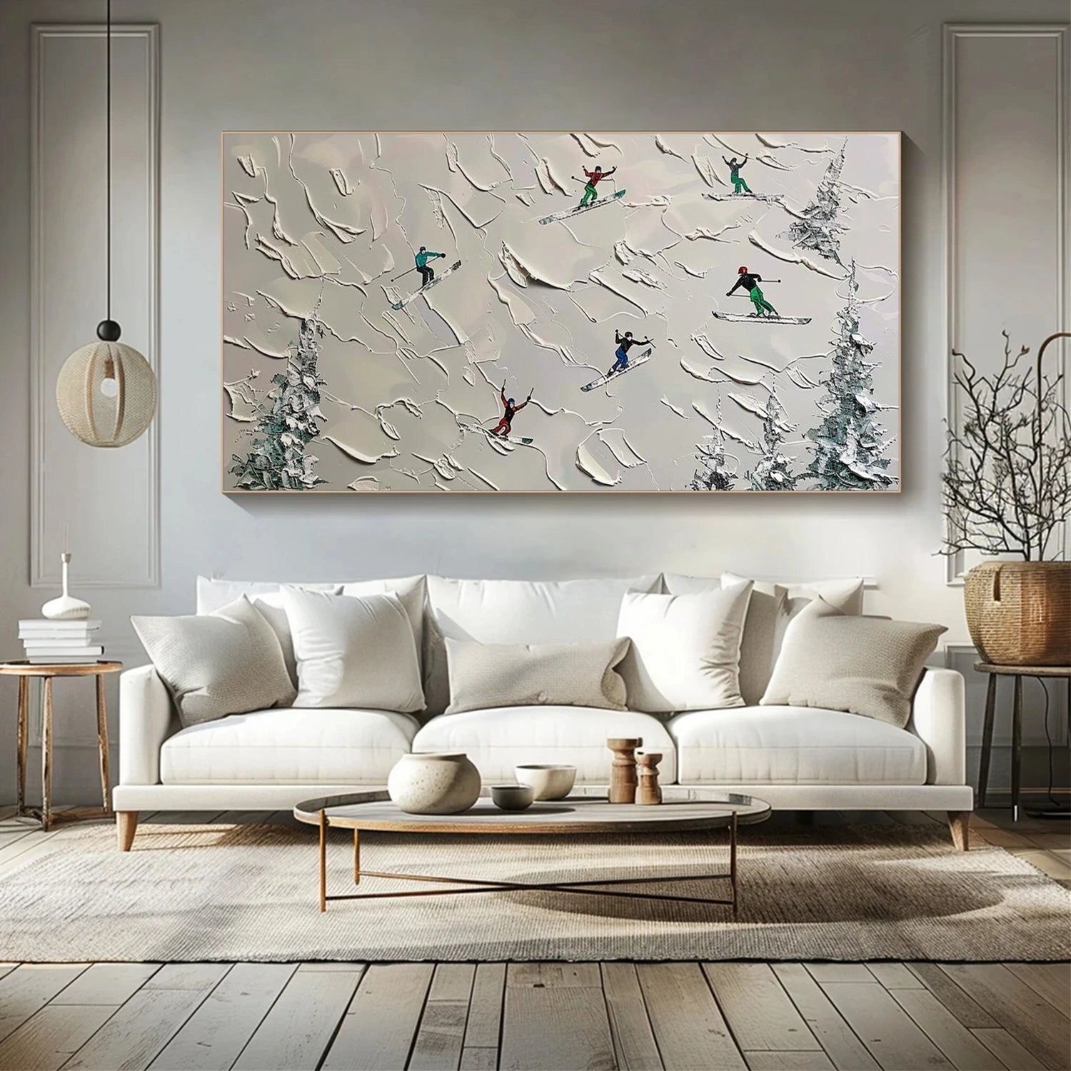 Skiing Sport Textured Wall Art #MS081