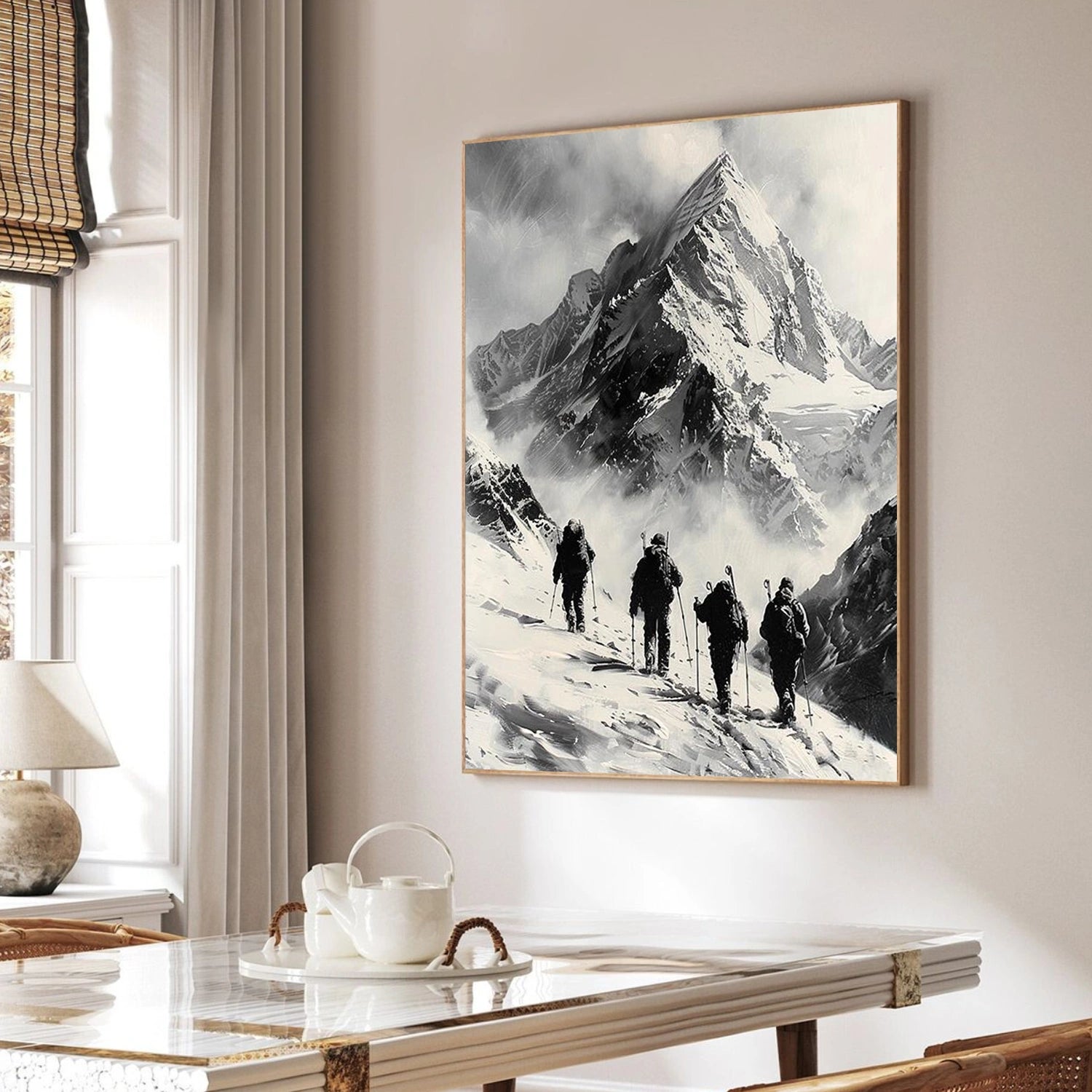 Black and White Minimalist Mountain Canvas Art #MO031