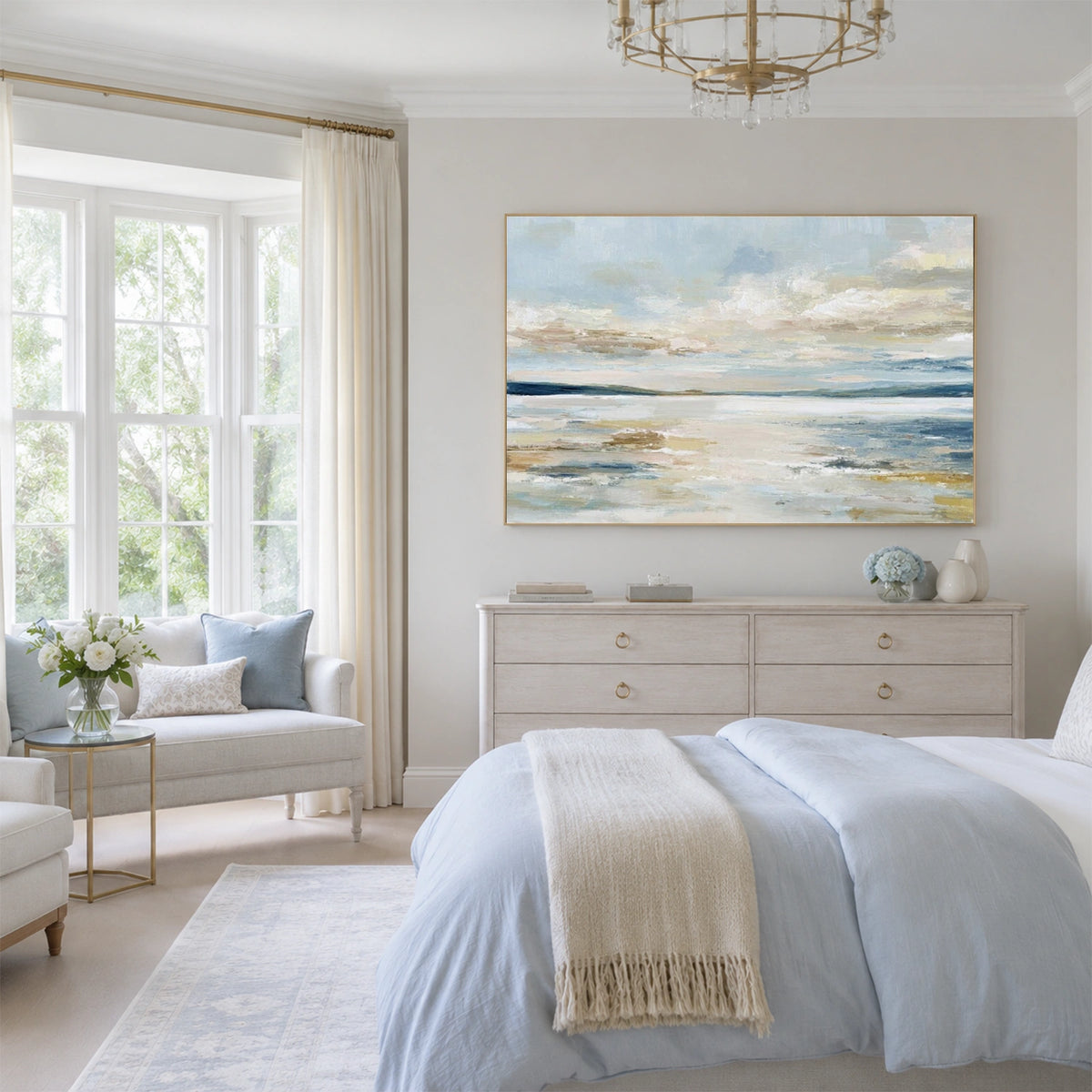 Ocean And Sky Abstract Textured Wall Art #OS244