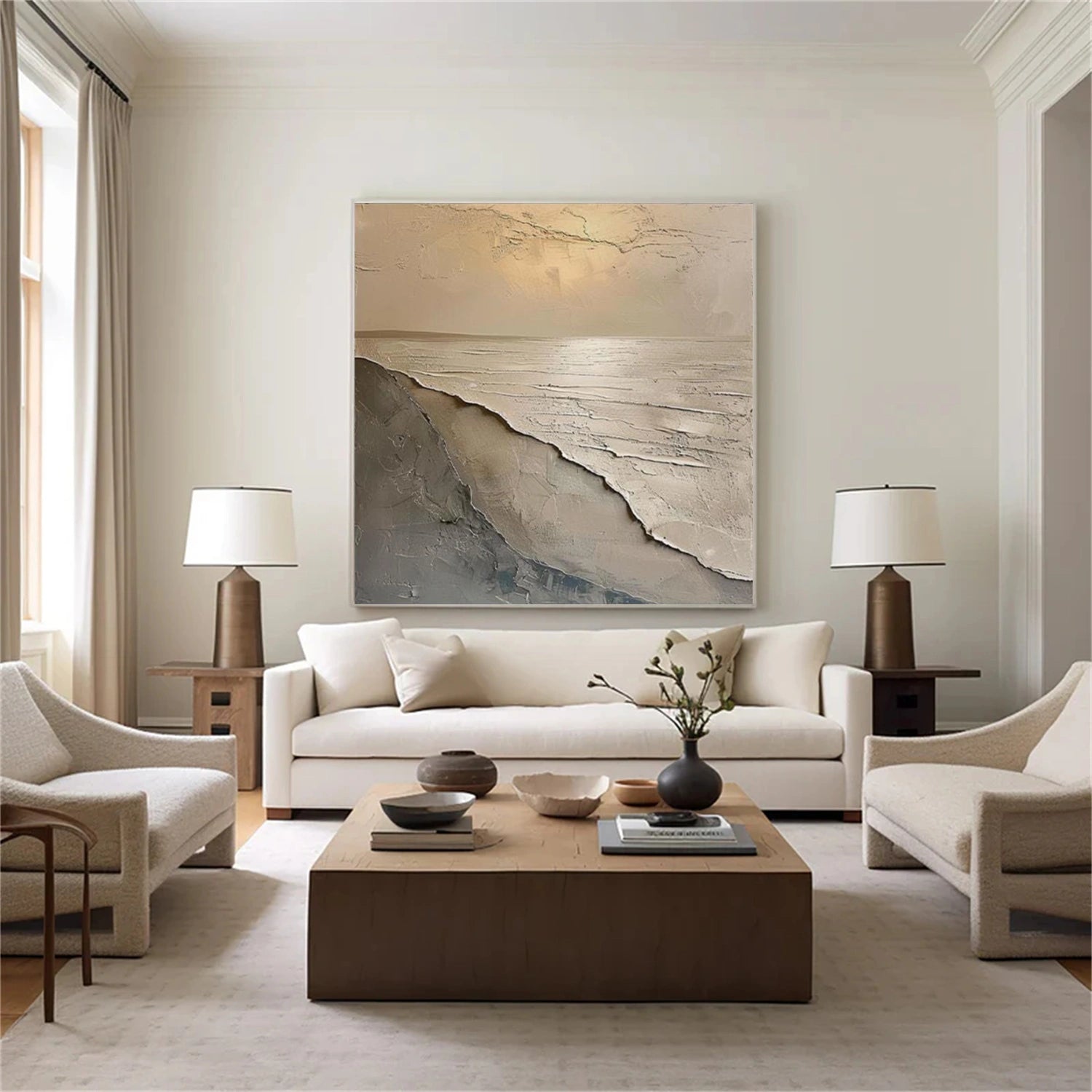 Ocean And Sky Abstract Textured Wall Art #OS135