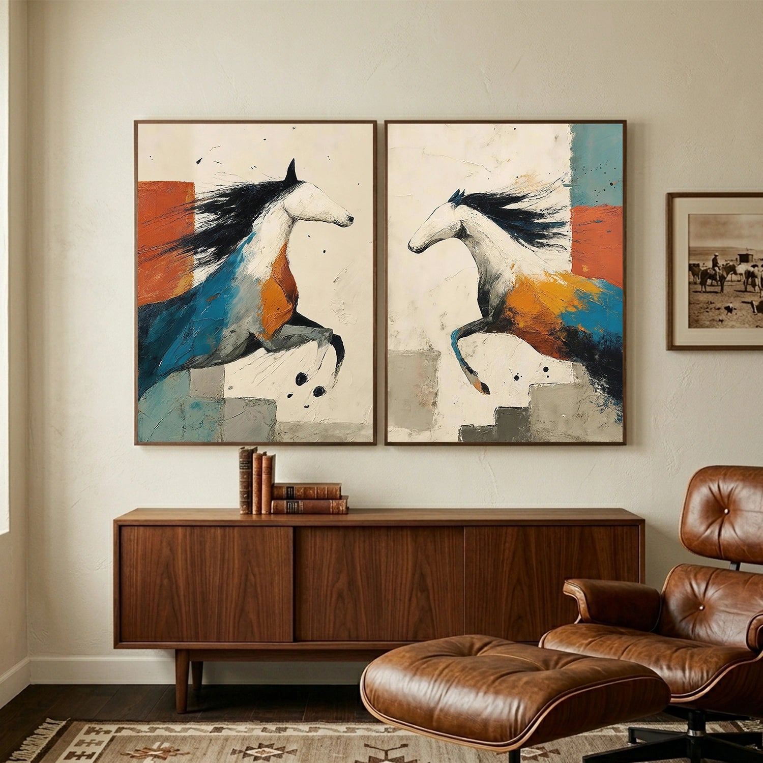 Abstract Animal Horse Wall Art Set of 2 #AC135