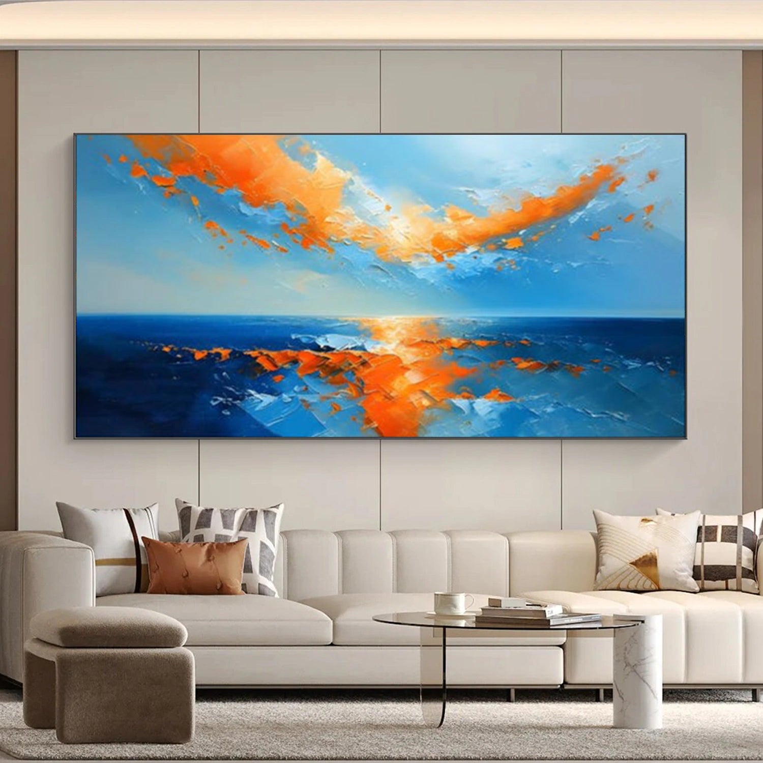 Ocean And Sky Abstract Textured Wall Art #OS128