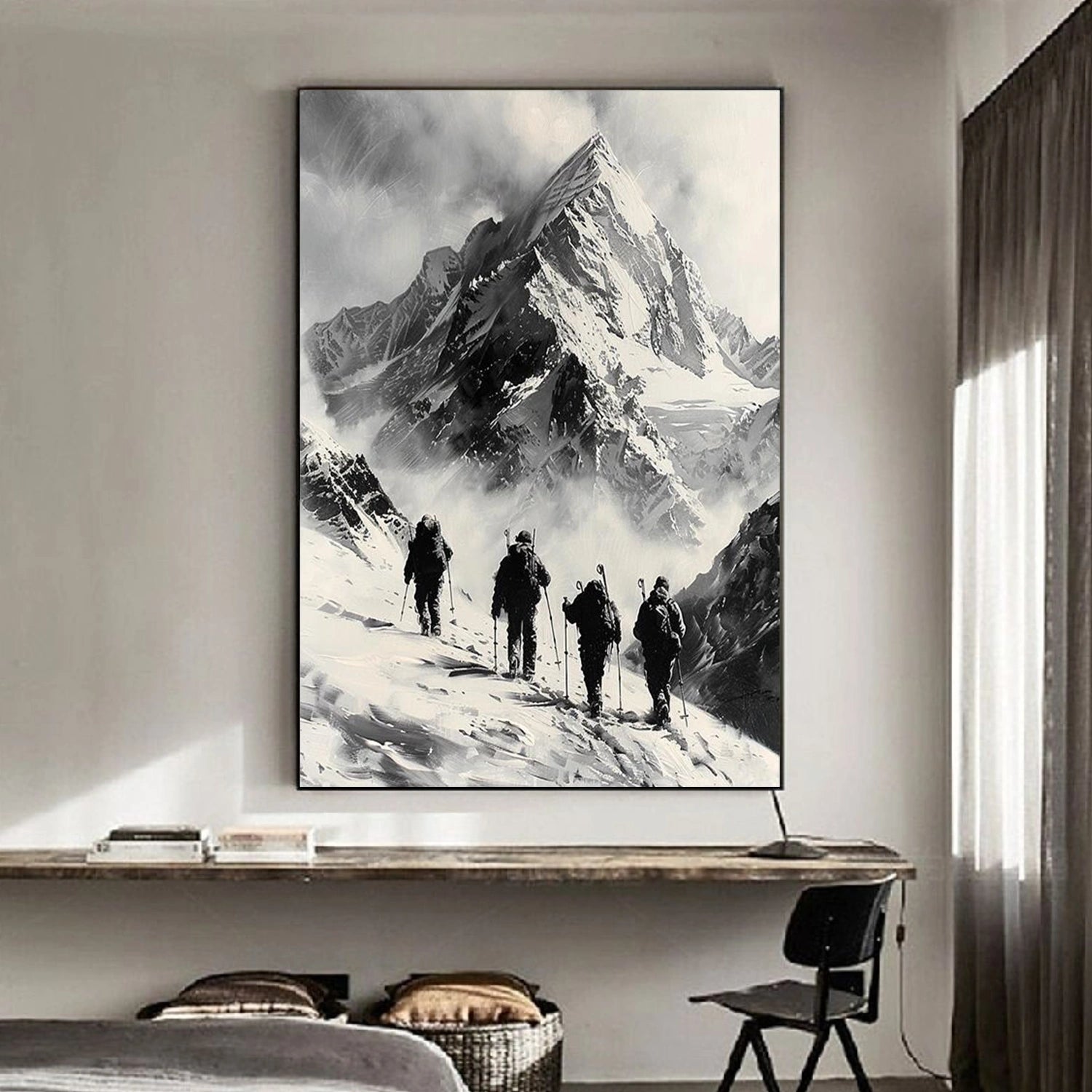 Black and White Minimalist Mountain Canvas Art #MO031